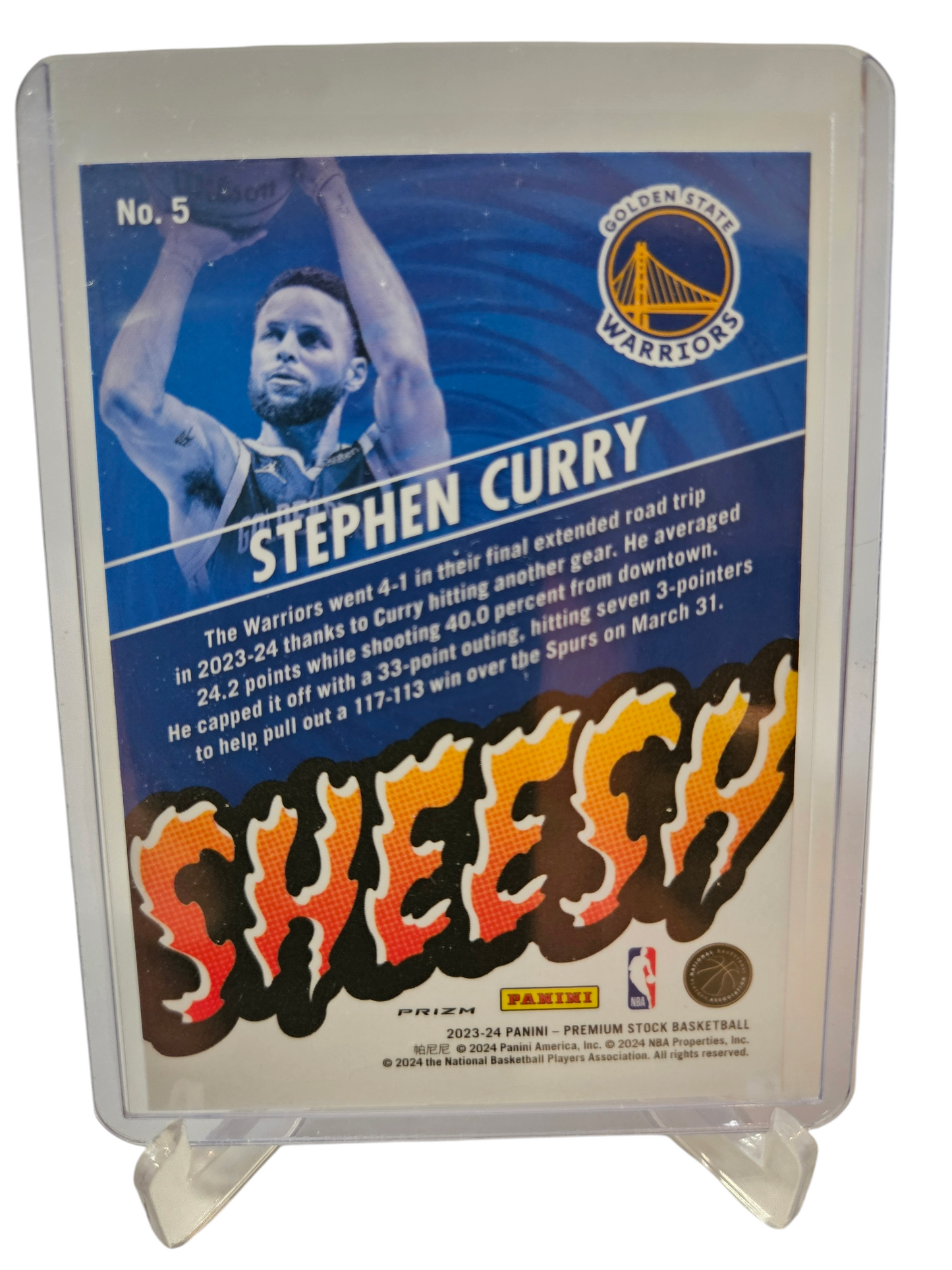 2023-24 Panini Hoops Premium Stock #5 Stephen Curry Sheesh Silver Holo