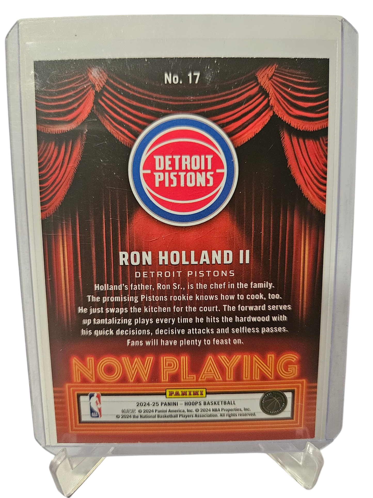 2024-25 Panini Hoops #17 Ron Holland II Rookie Card Now Playing Holo