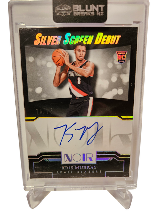 2023-24 Panini Noir #SSD-KMY Kris Murray Rookie Card Silver Screen Debut On Card Autograph 75/75