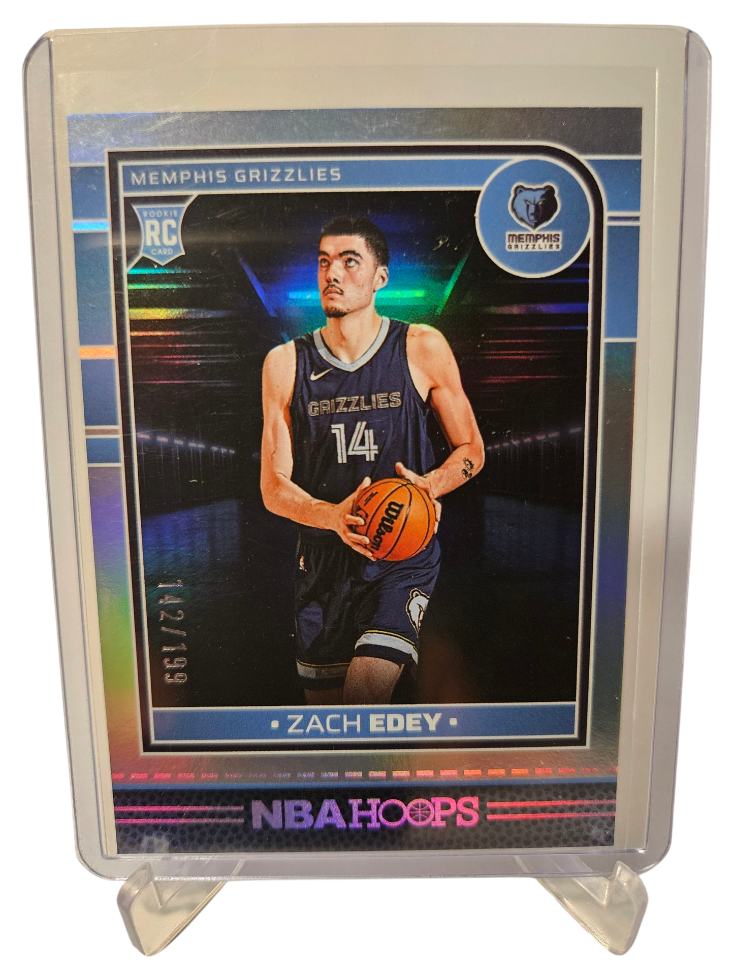 2024-25 Panini Hoops #239 Zach Edey Rookie Card Silver Holo 142/199