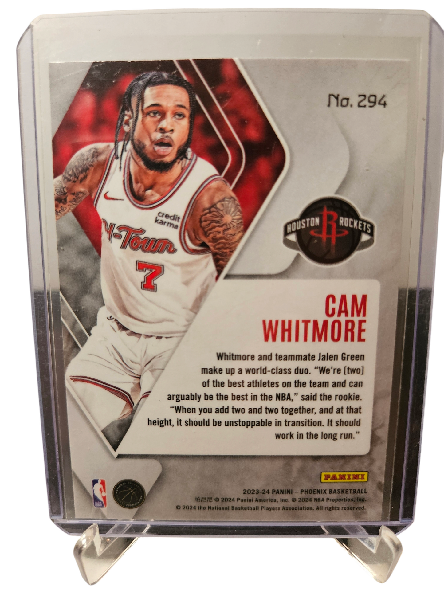 2023-24 Panini Phoenix #294 Cam Whitmore Rookie Card Silver Prizm