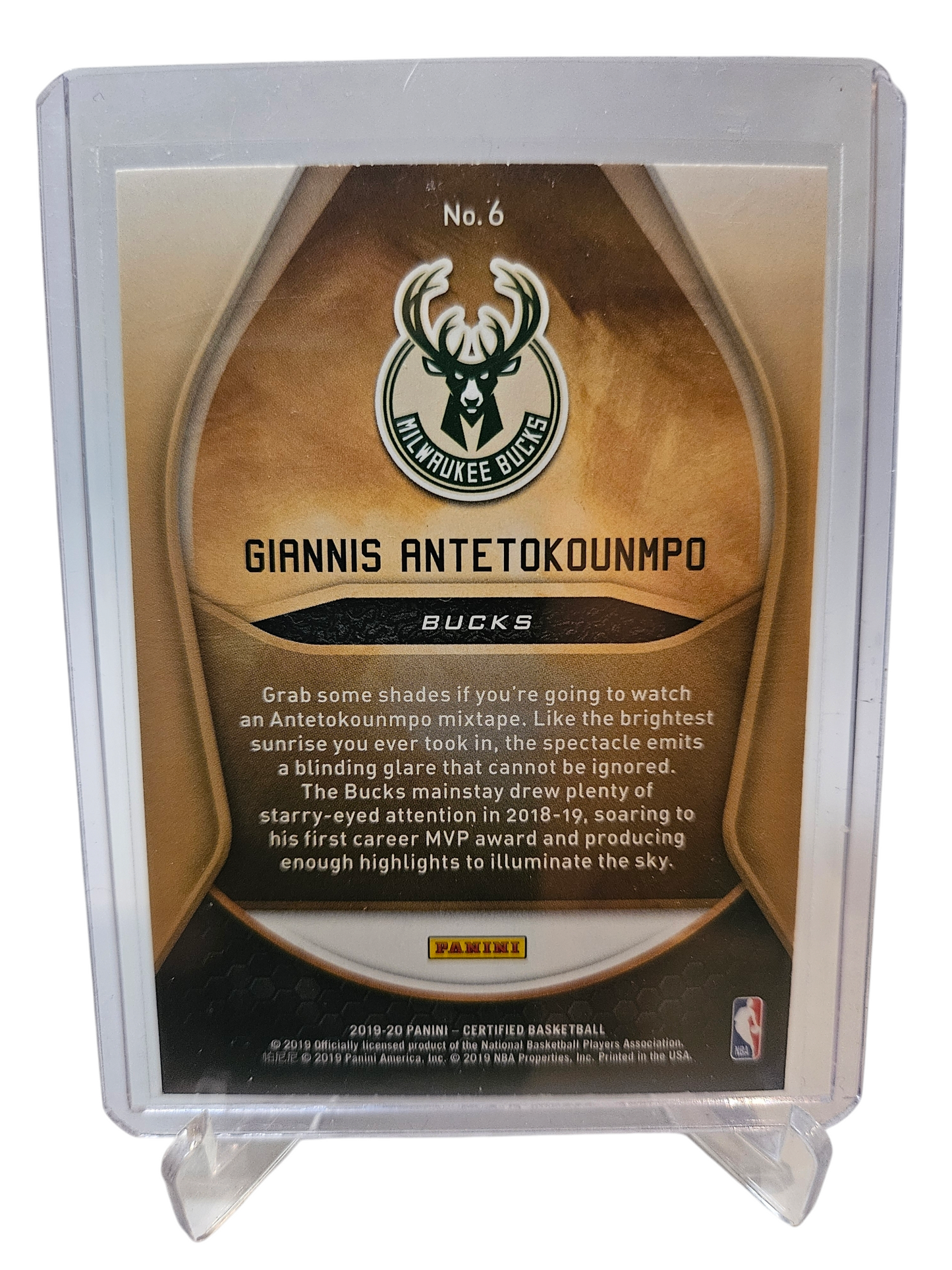 2019-20 Panini Certified #6 Giannis Antetokounmpo Gold Team