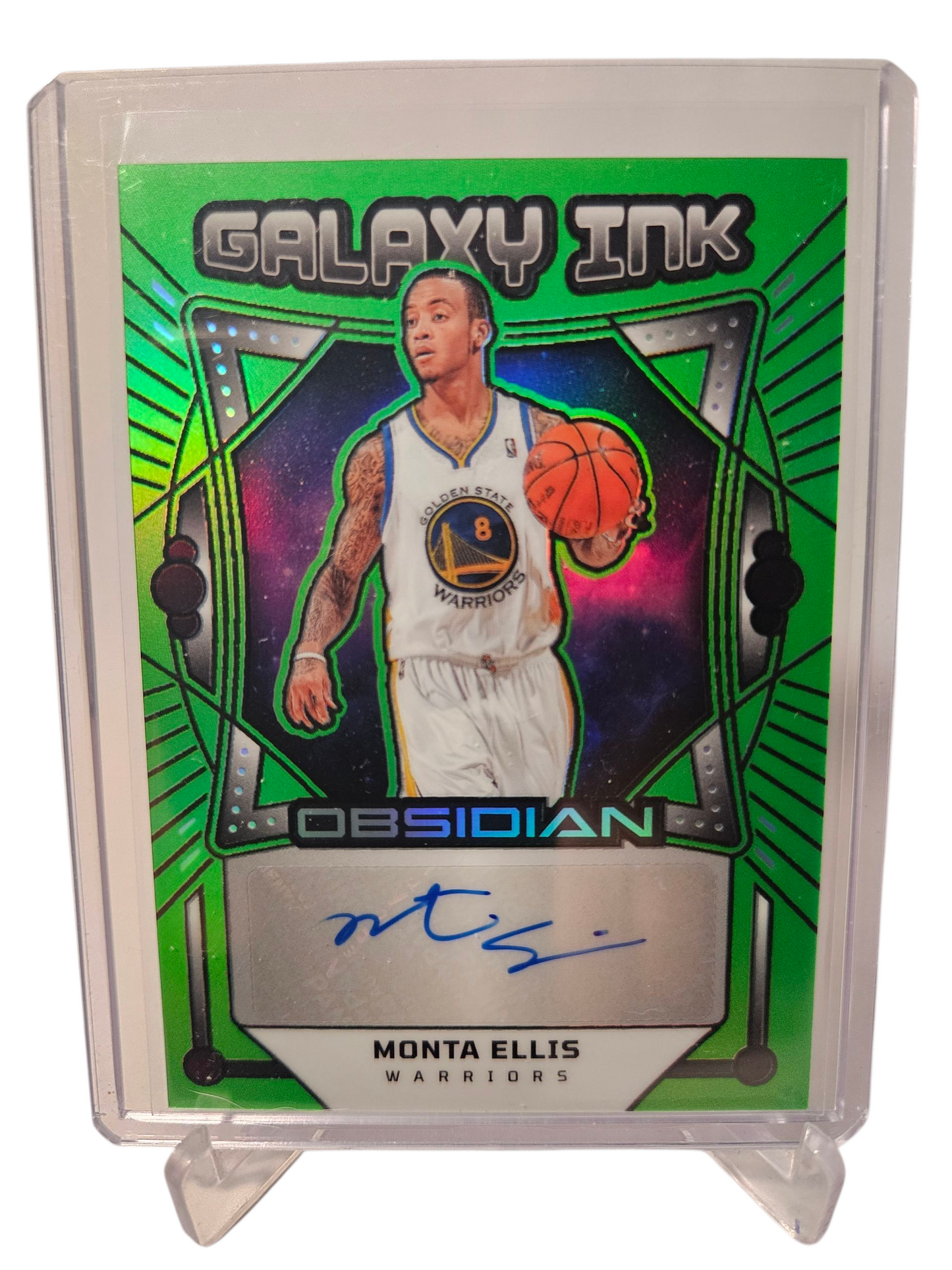2024-25 Panini Obsidian #GI-MEG Monta Ellis Galaxy Ink Autograph Green 03/25