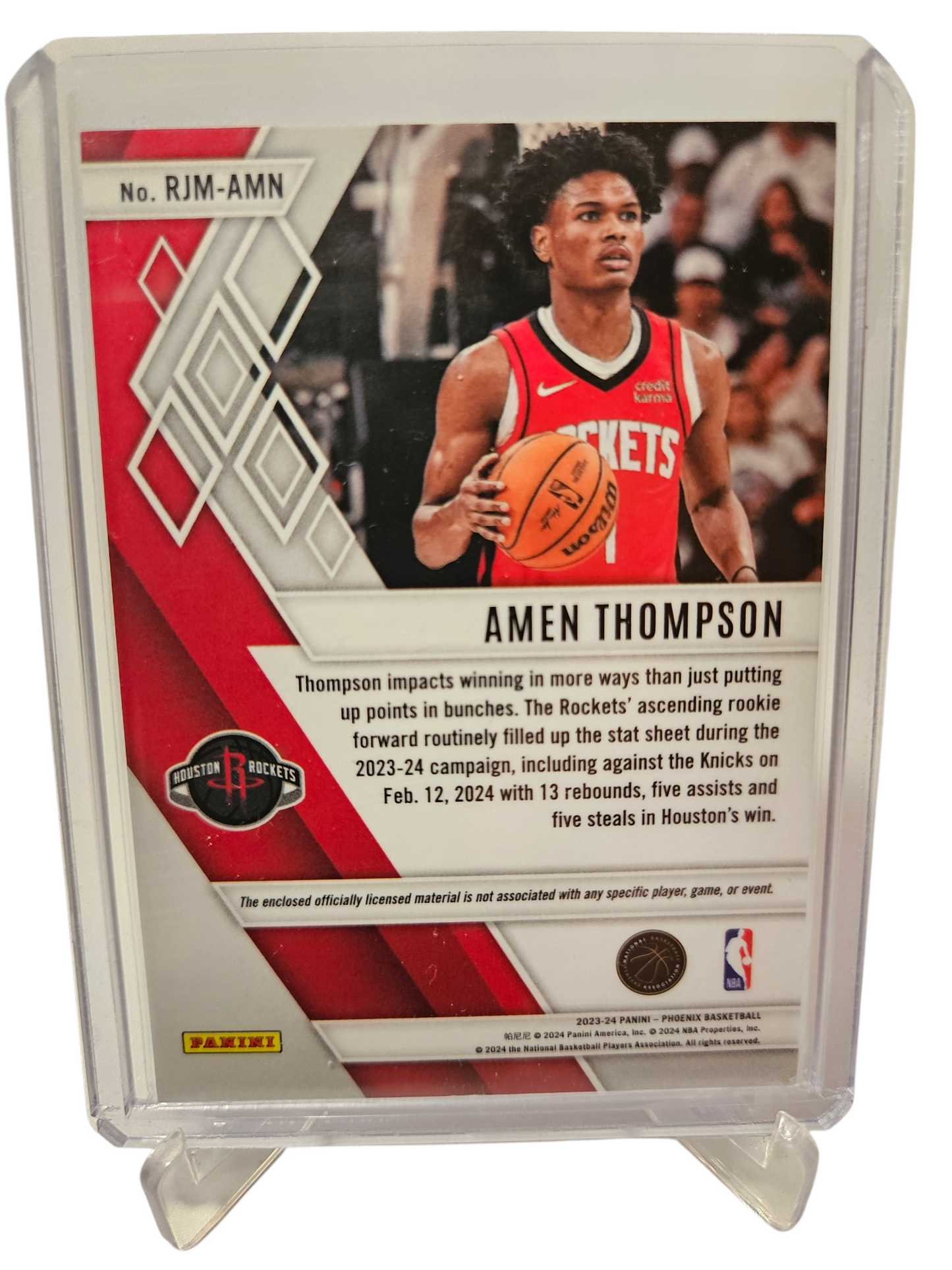 2023-24 Panini Spectra #RJM-AMN Amen Thompson Rookie Card Patch Silver