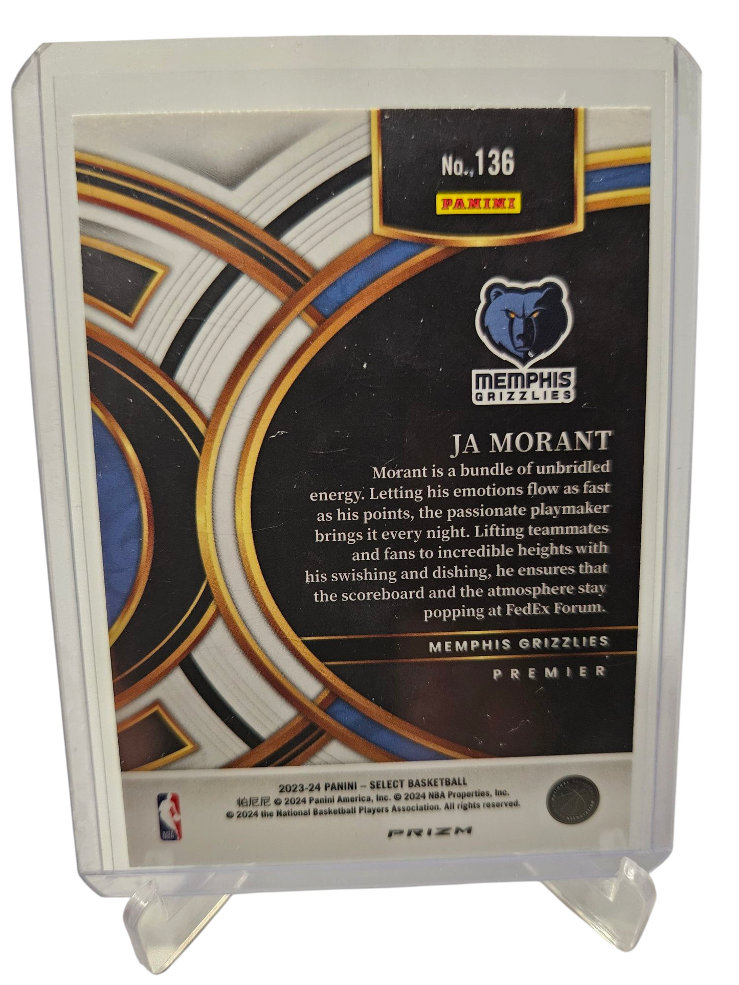 2023-24 Panini Select #136 JA Morant Premier Level Silver Prizm