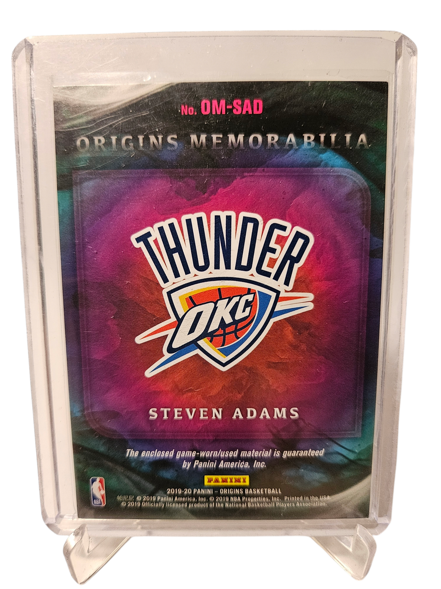 2019-20 Panini Origins #DM-SAD Steven Adams Game Worn Patch 31/35