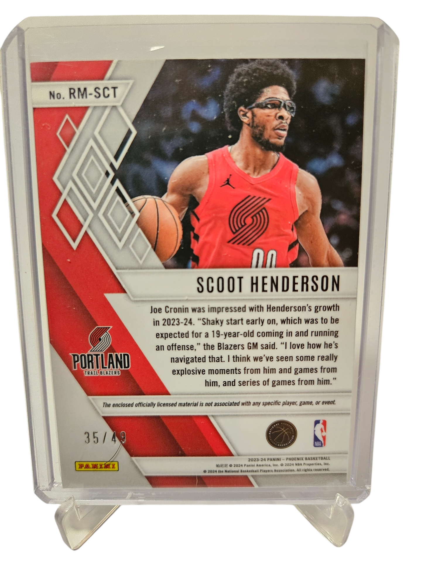 2023-24 Panini Phoenix #RM-SCT Scoot Henderson Rookie Card Patch Yellow Gold 35/49