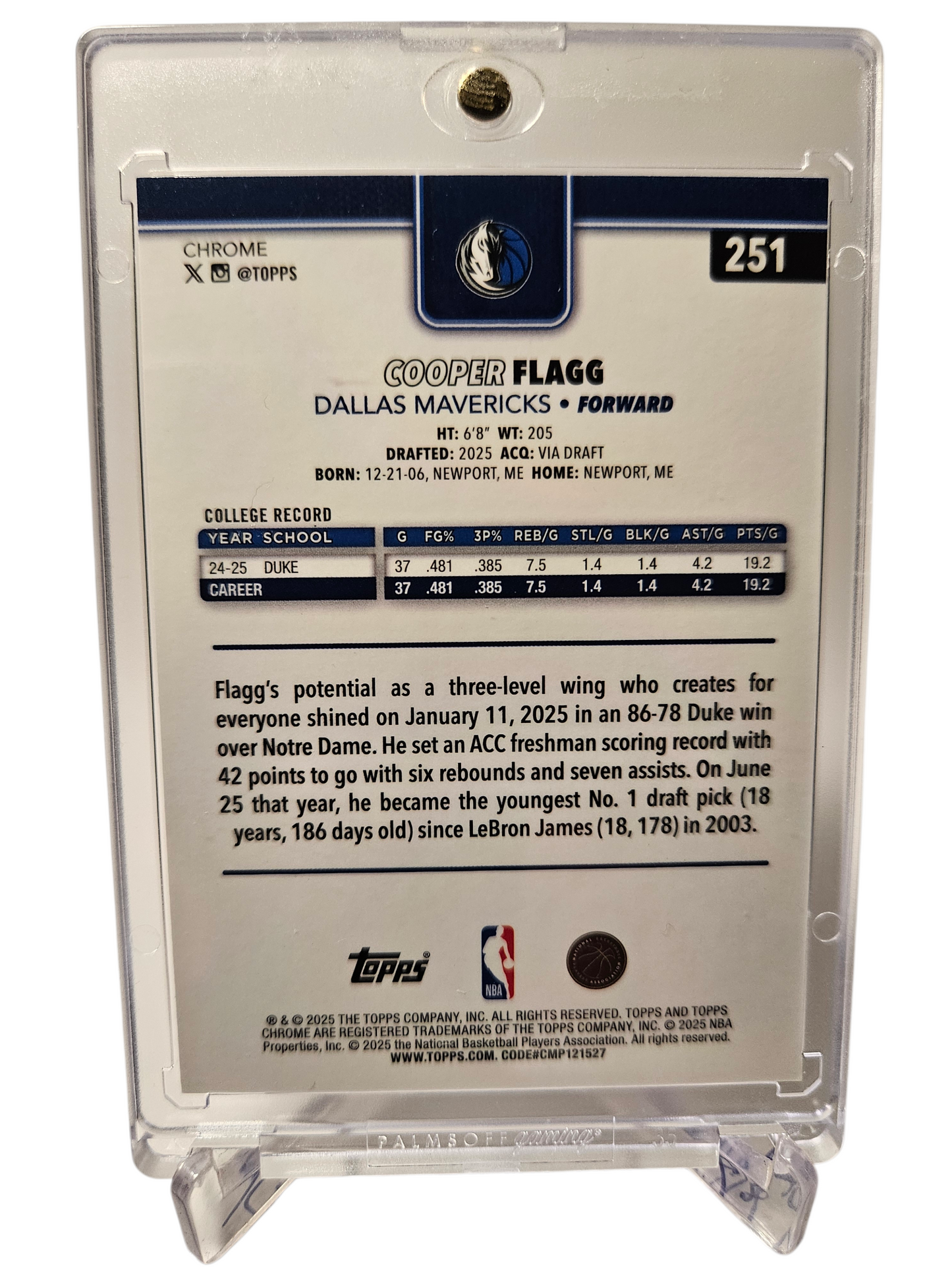 2025 Topps Chrome #251 Cooper Flag Rookie Card Red White Blue Refractor