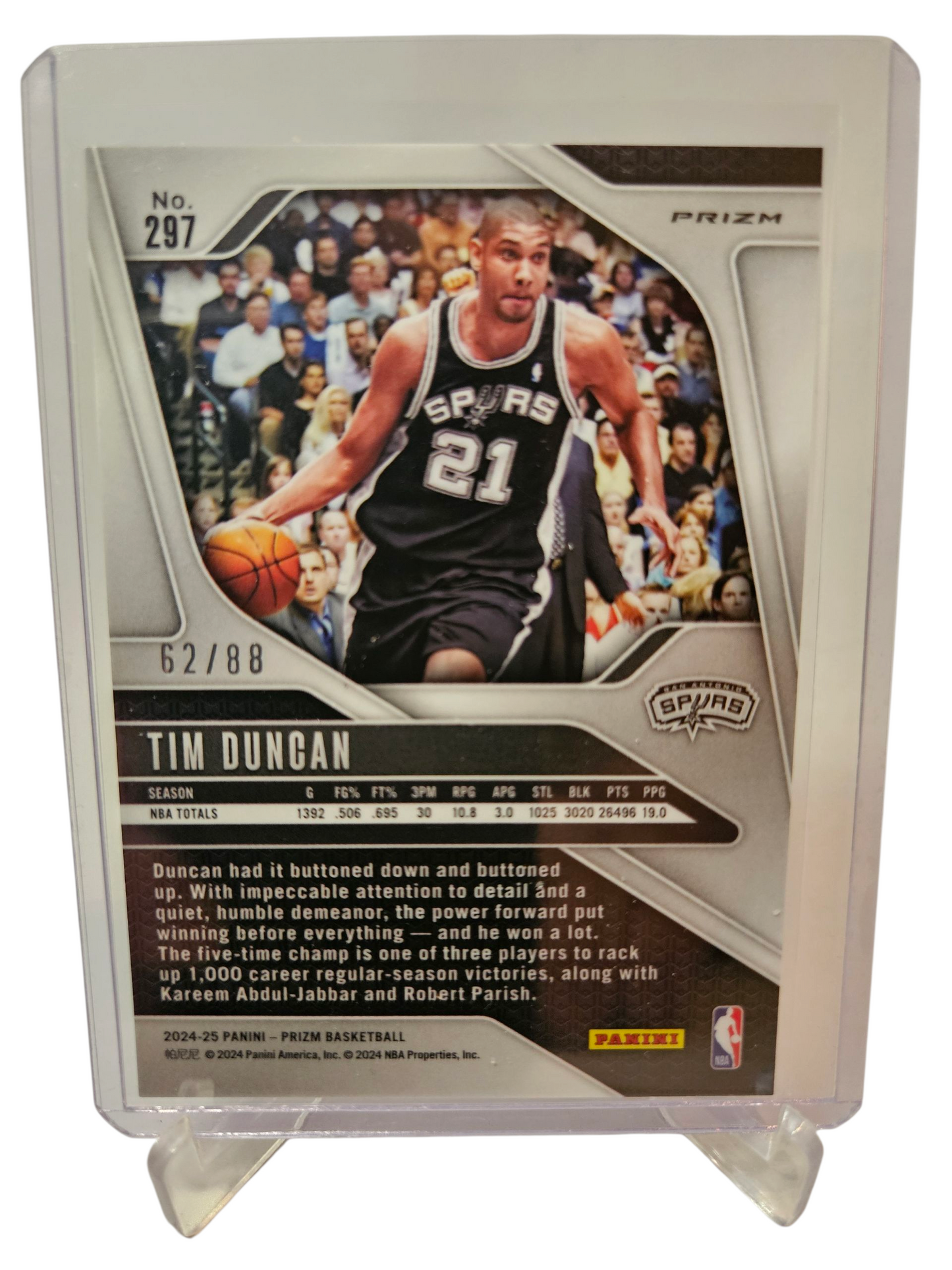 2024-25 Panini Prizm #297 Tim Duncan Red Gold Wave Prizm 62/88
