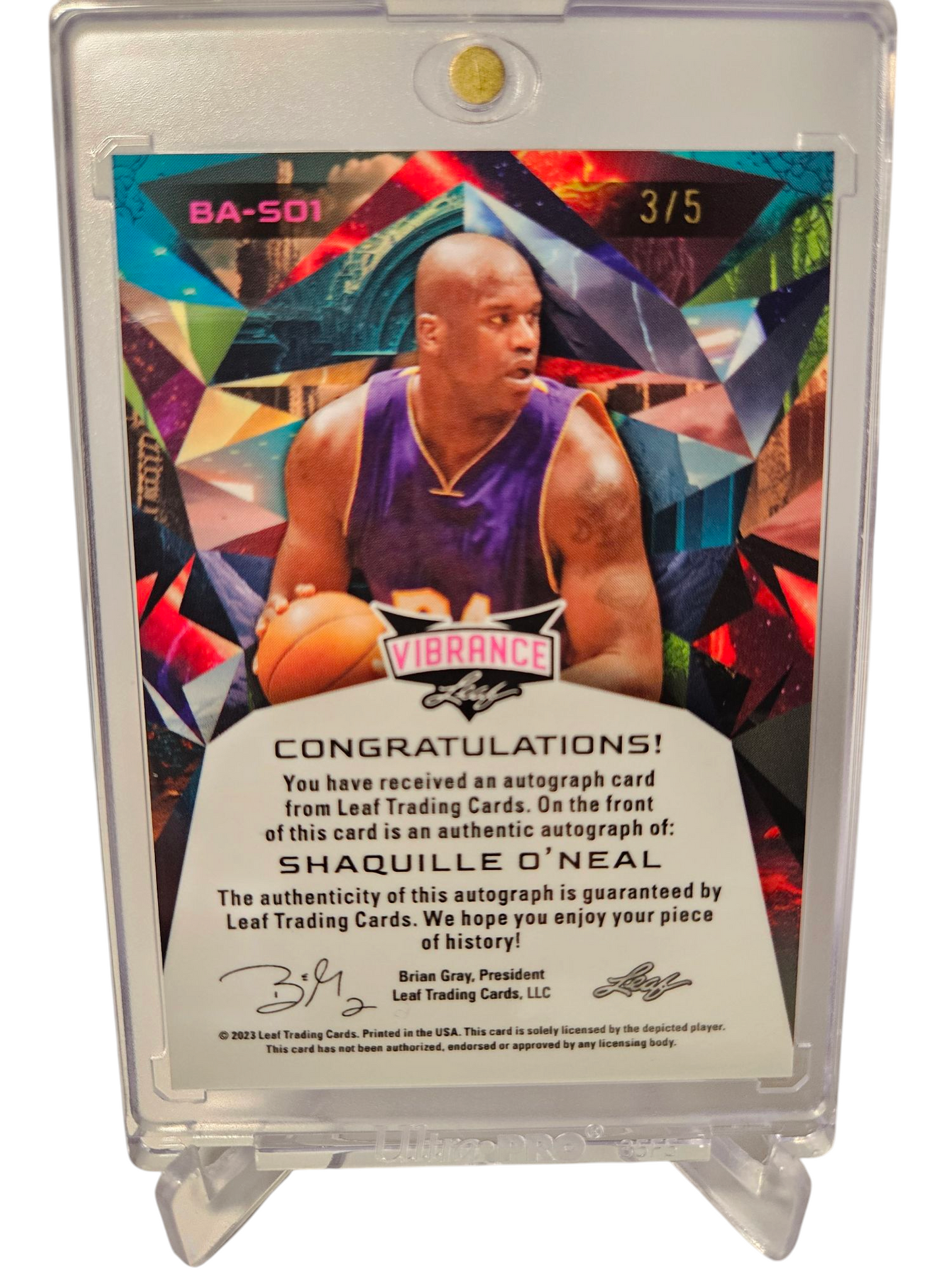 2023 Leaf #BA-SO1 Shaquille O'Neal Vibrance Autograph 3/5