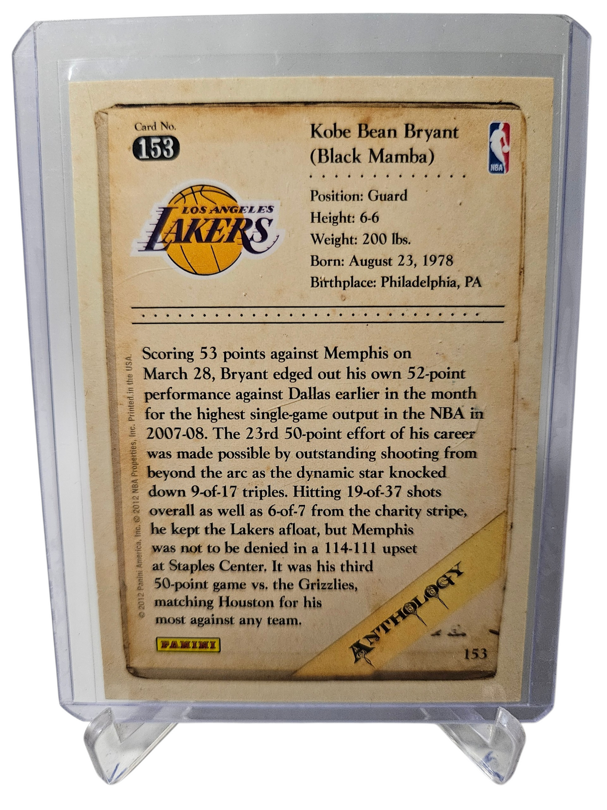 2012 Panini #153 Kobe Bryant Anthology