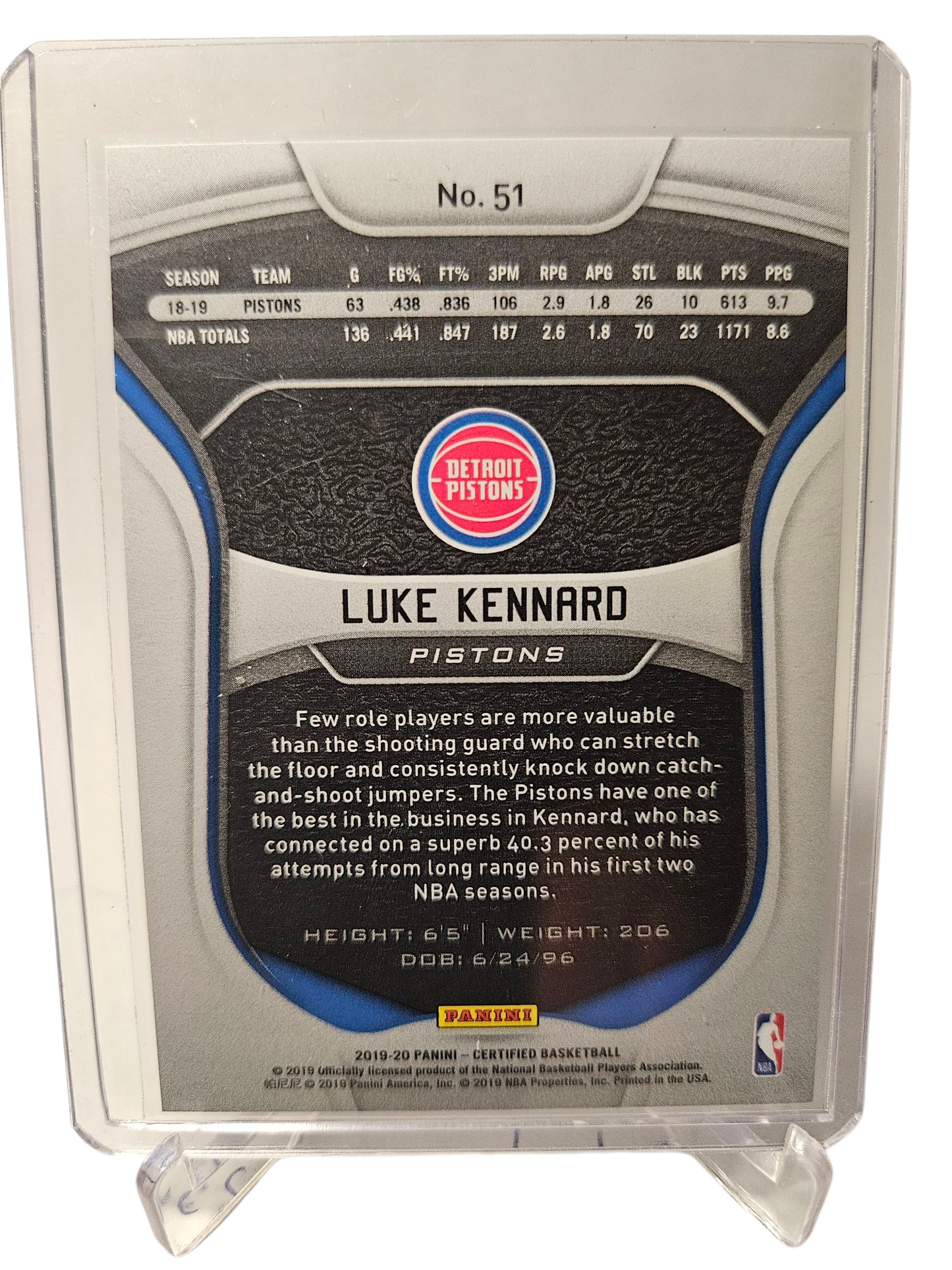 2019-20 Panini Totally Certified #51 Luke Kennard Red Holo