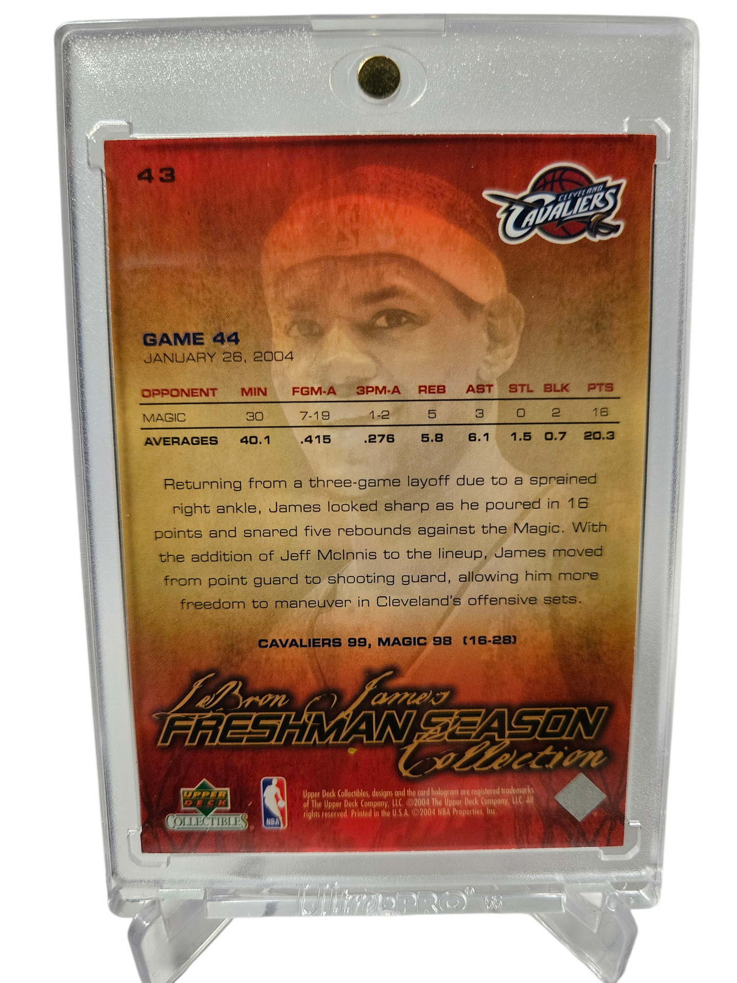 2004 Upper Deck #43 Lebron James Rookie Card Freshman Season