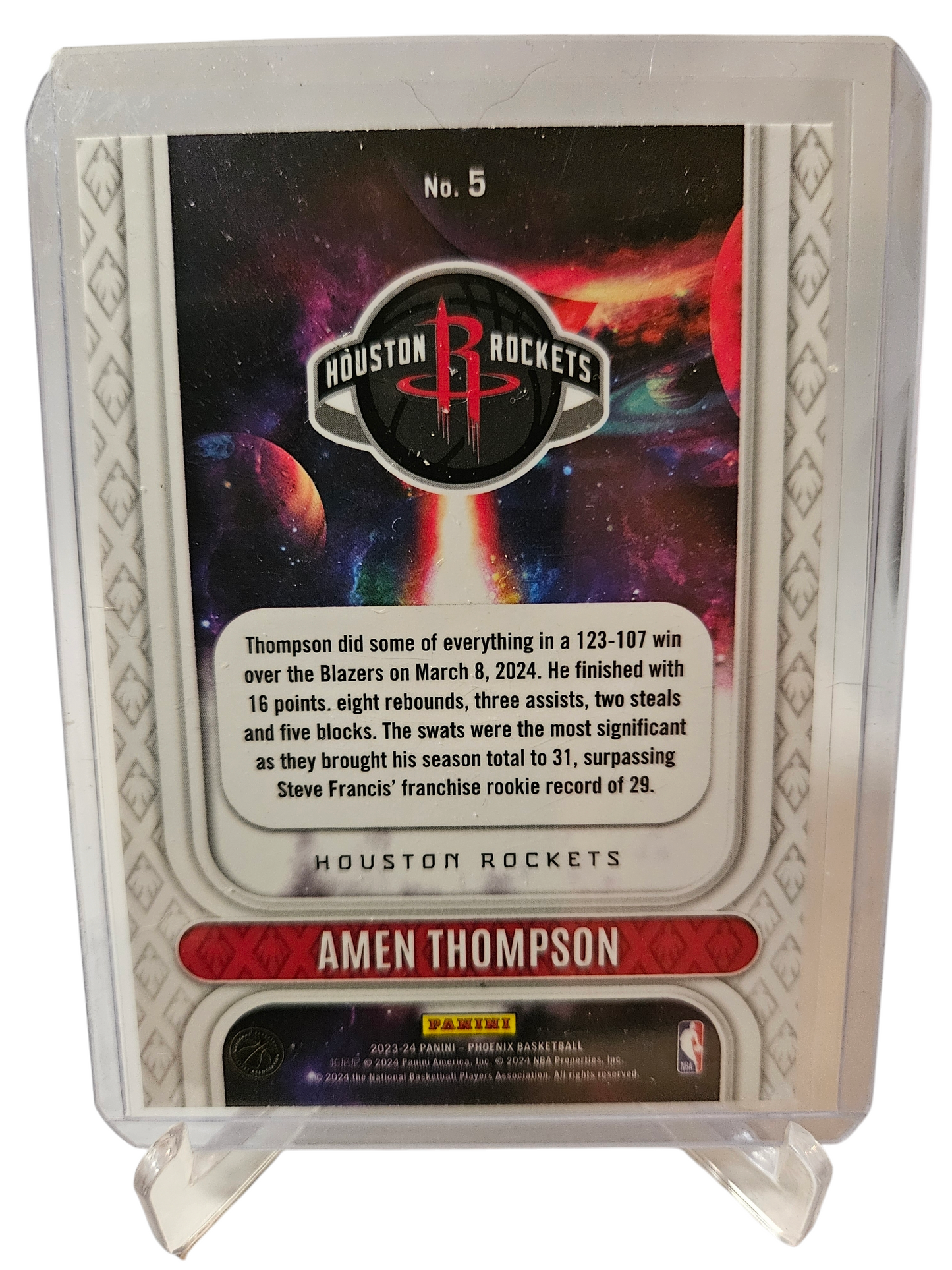 2023-24 Panini Phoenix #5 Amen Thompson Rookie Rising