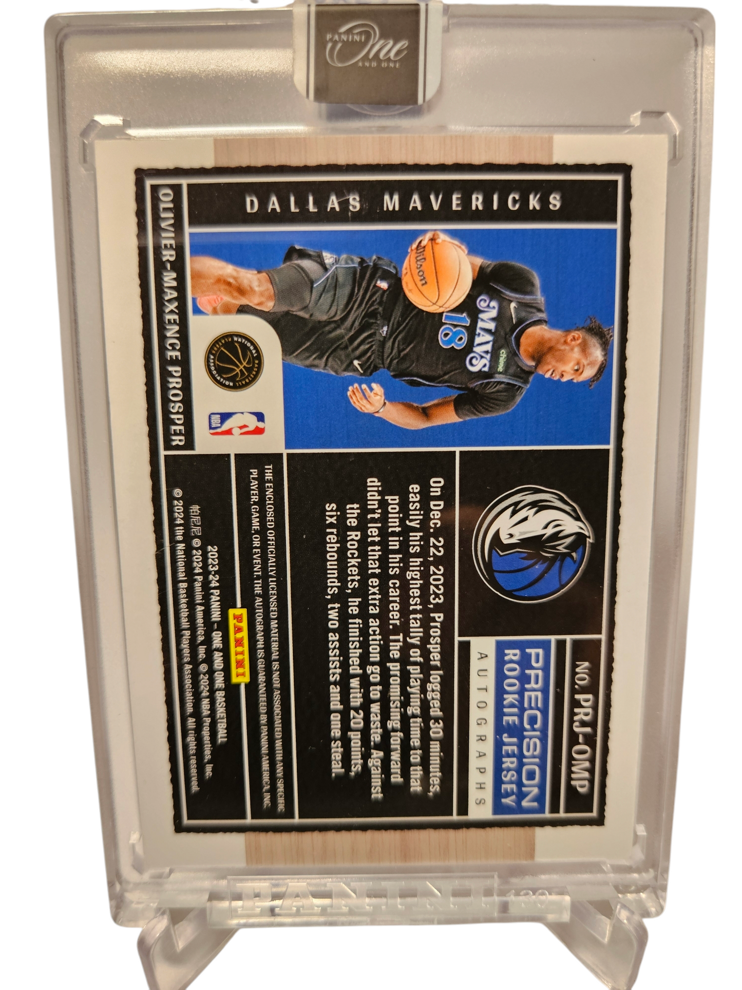 2023-24 Panini One and One #PRJ-OMP Oliver-Maxence Prosper Precision Rookie Jersey Autograph 09/10