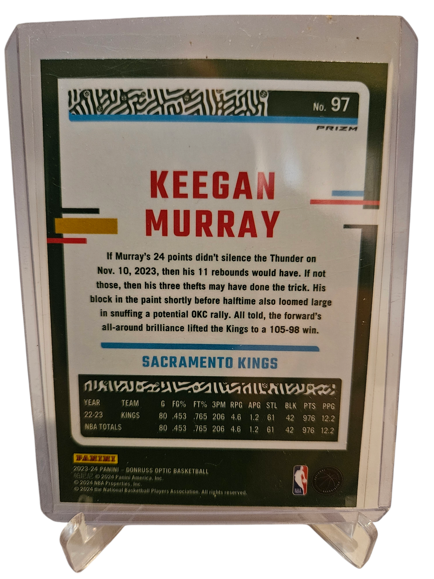 2023-24 Panini Donruss Optic #97 Keegan Murray Red Scope Prizm