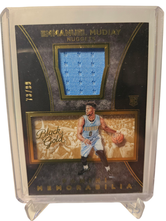2015-16 Panini Back Gold #17 Emmanuel Mudiay Rookie Card Memorabilia Black Gold Player Worn Patch 73/99