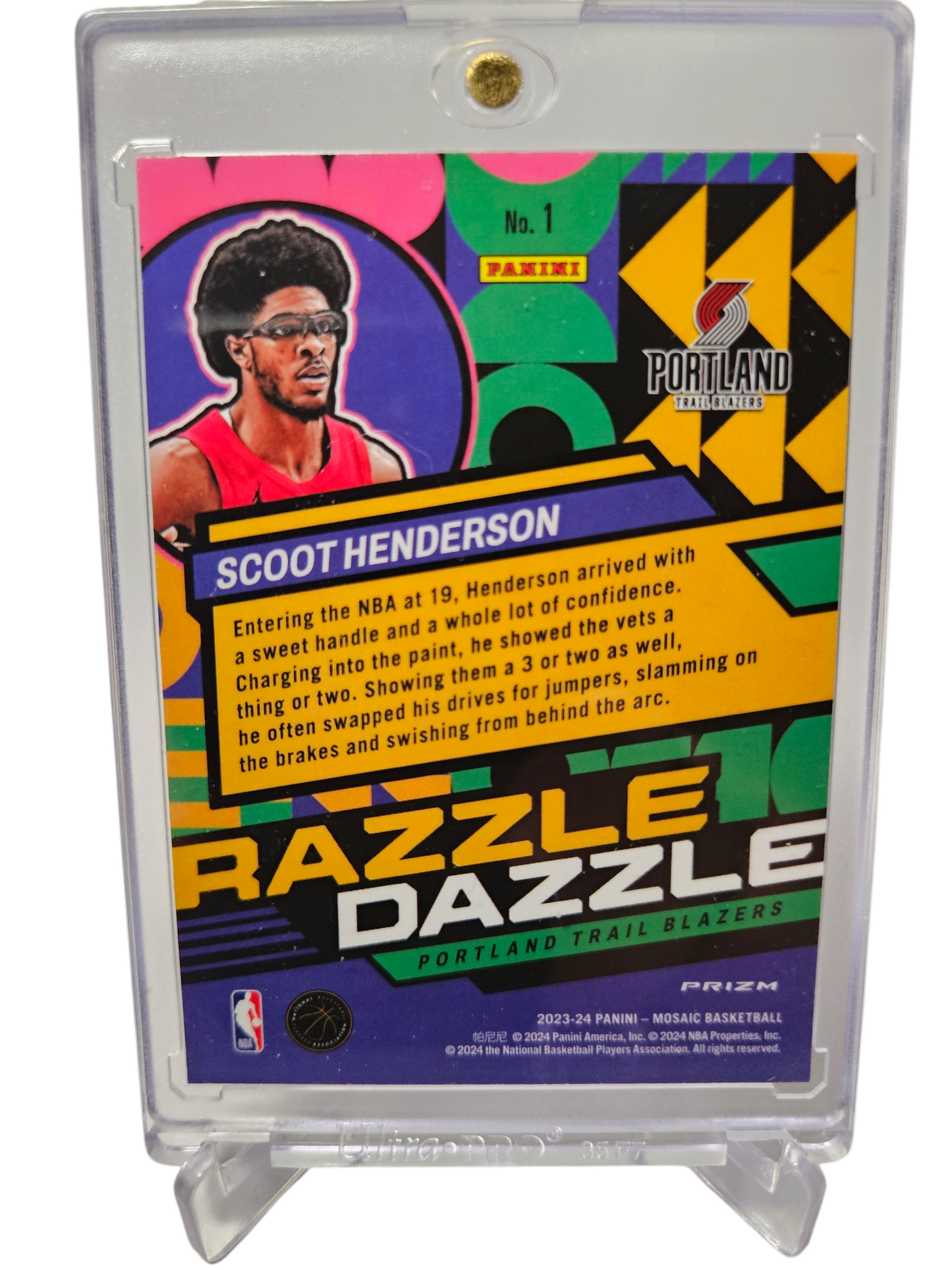 2023-24 Panini Mosaic #1 Scoot Henderson Rookie Card Razzle Dazzle Prizm SP