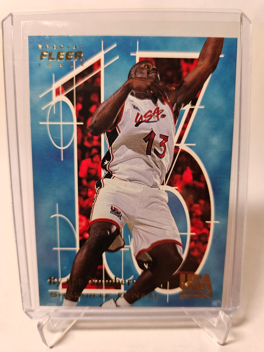 1996 Special Fleer Issue #16 Shaquille O'Neal By The Numbers USA Basketball