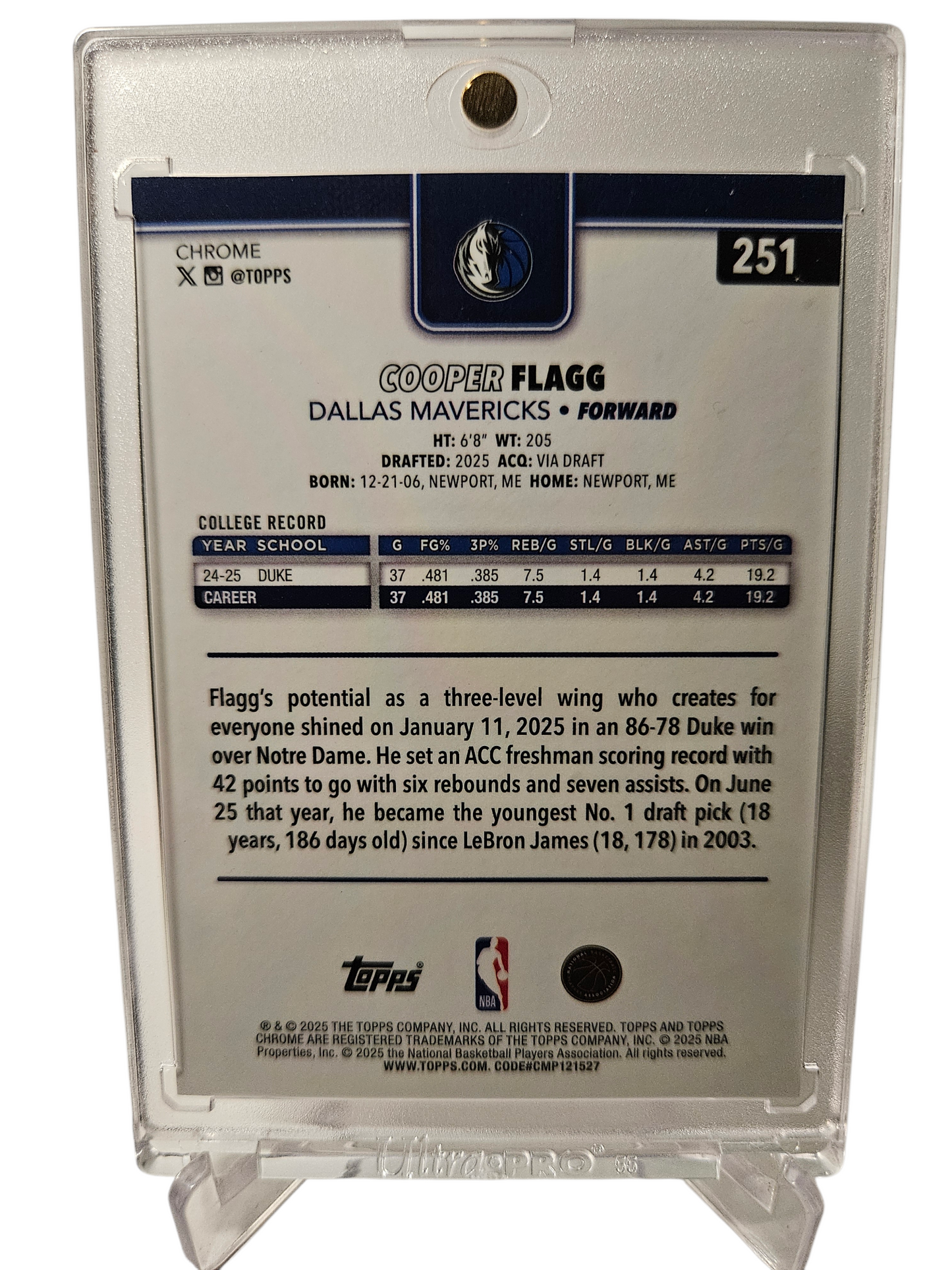 2025 Topps Chrome #251 Cooper Flag Rookie Card