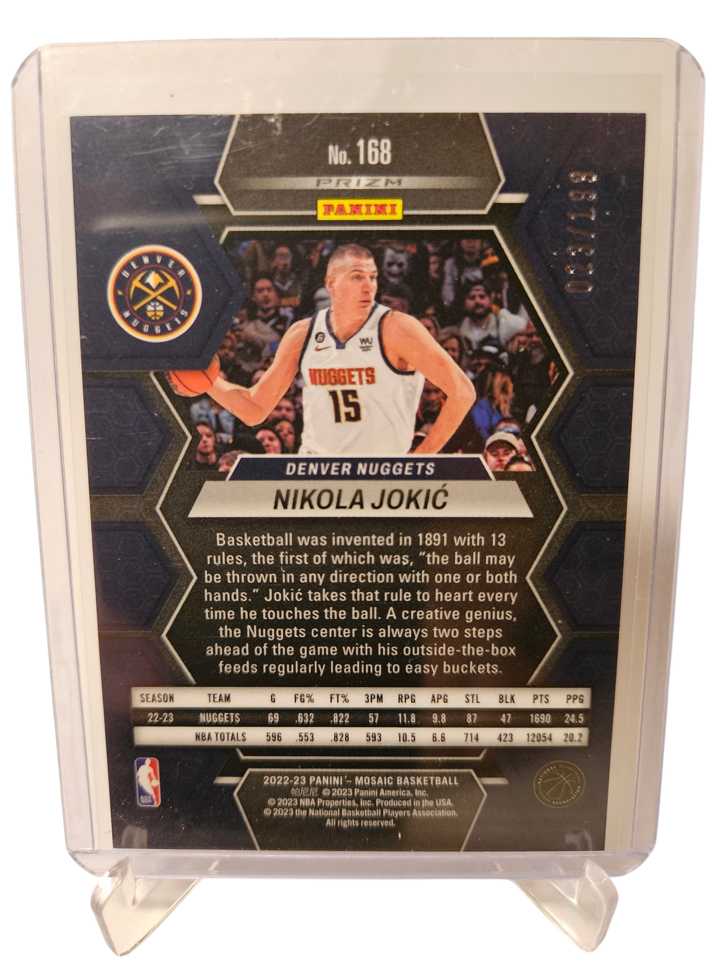 2022-23 Panini Mosaic #168 Nikola Jokic Blue Mosaic Prizm 023/199