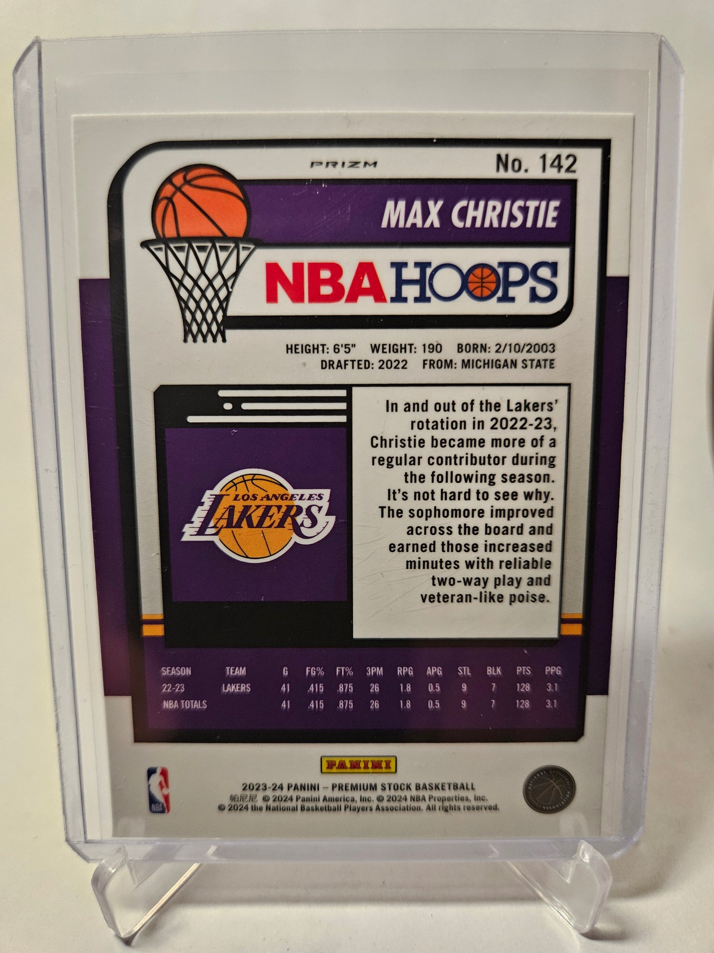 2023-24 Panini Hoops Premium Stock #142 Max Christie Silver Cracked Ice Prizm