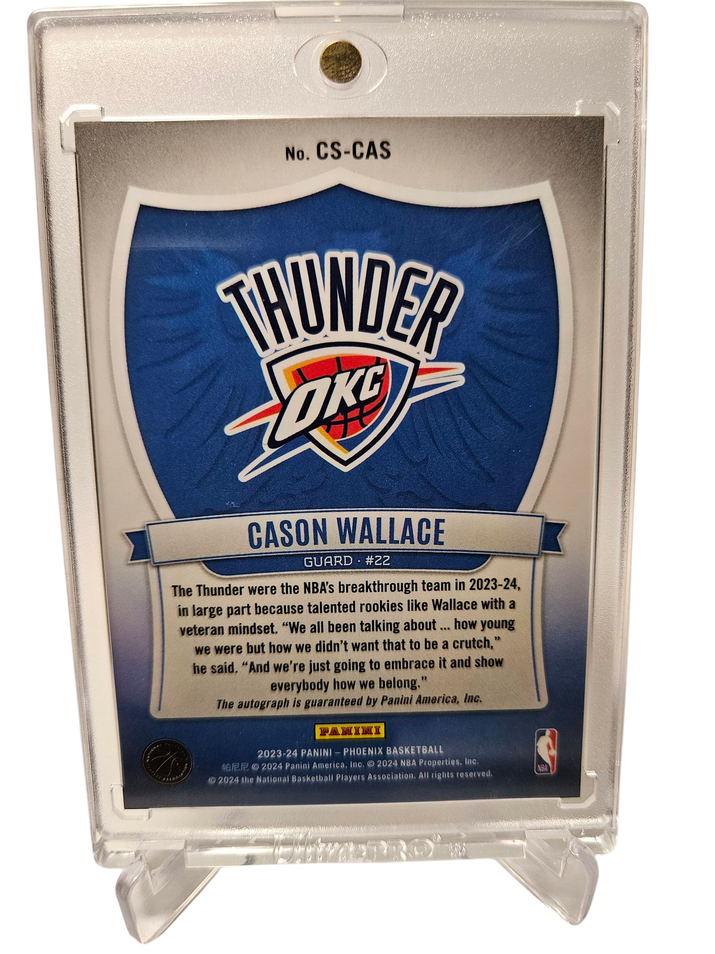 2023-24 Panini Phoenix #CS-CAS Cason Wallace Rookie Card Autograph Silver Holo