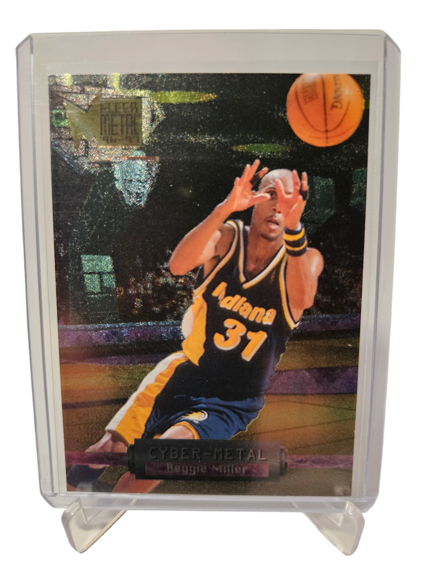 1996-97 Fleer Metal #10 of 20 Reggie Miller Cyber-Metal