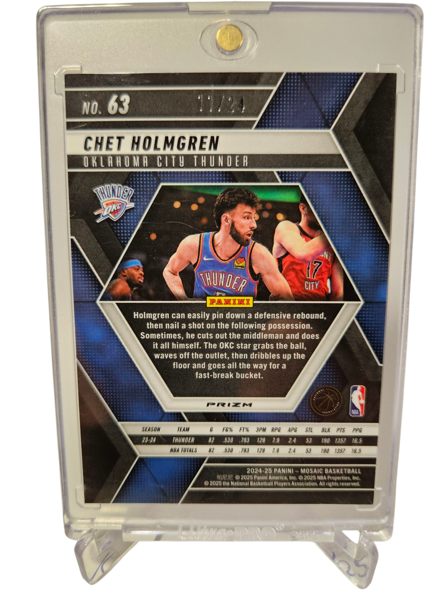 2024-25 Panini Mosaic #63 Chet Holmgren Purple Snakeskin Mosaic Prizm SSP 11/24