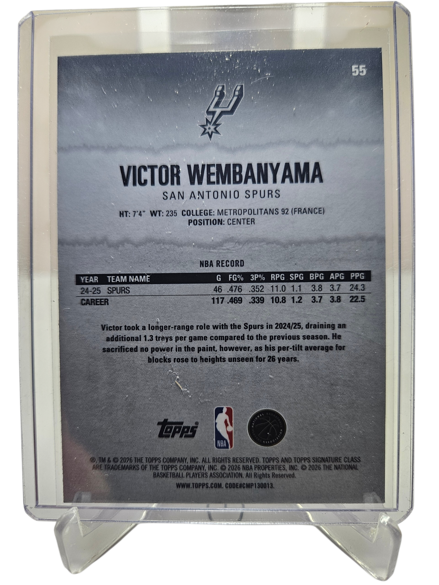 2025-26 Topps Signature Class #55 Victor Wembanyama