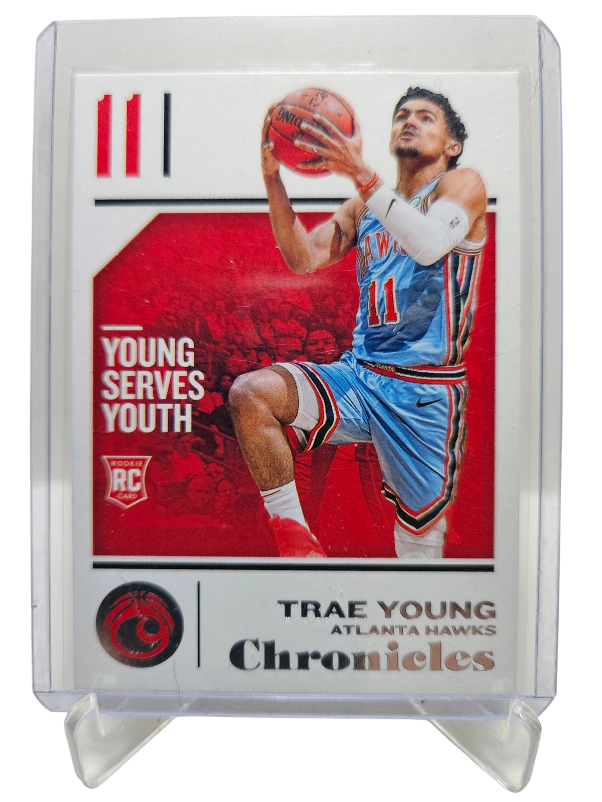 2018-19 Panini Chronicles #94 Trae Young Rookie Card Young Serves Youth