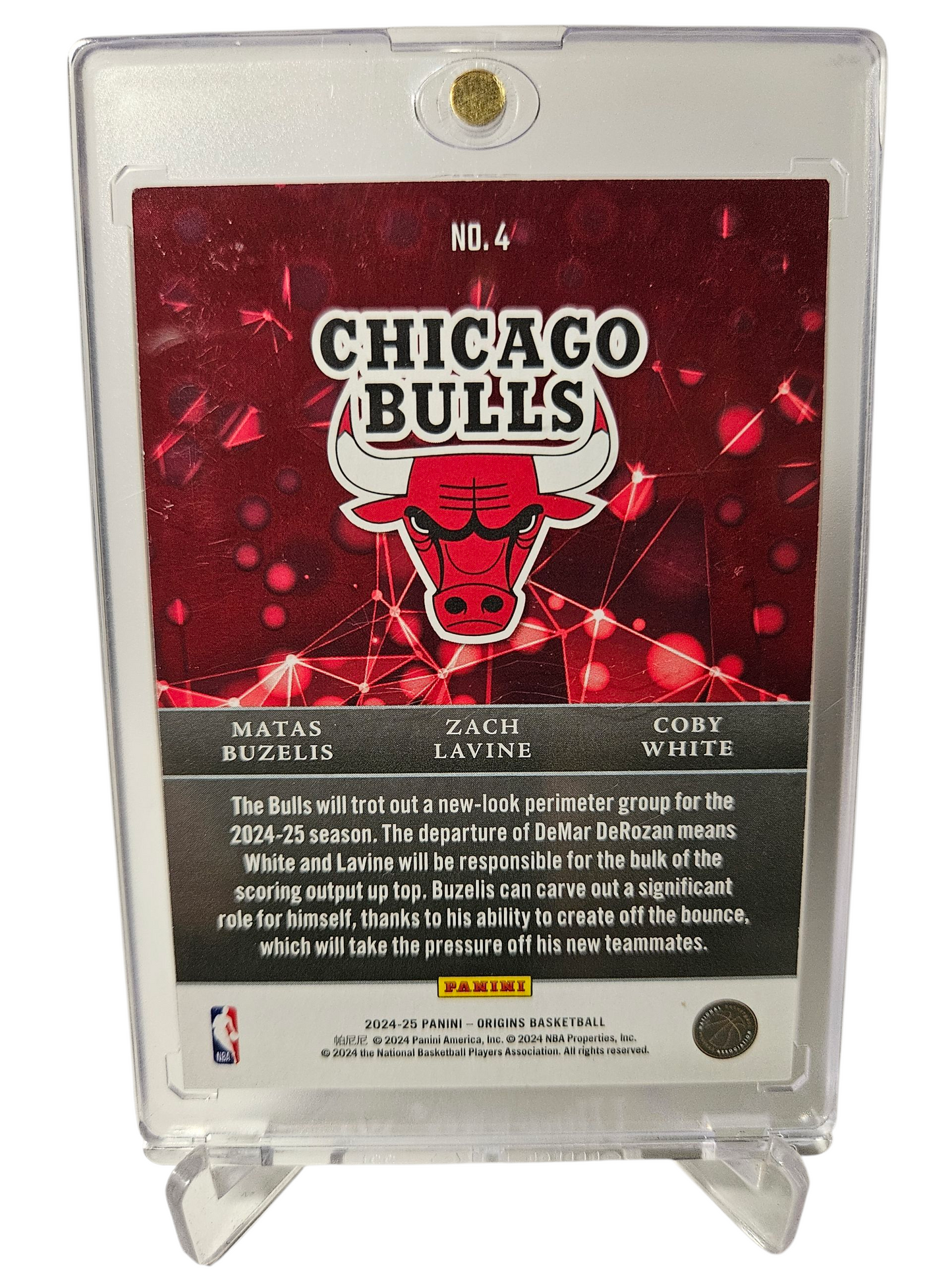 2024-25 Panini Origins #4 Matas Buzelis Rookie Card/Zach Lavine/Coby White Origins Nucleus Zebra SSP 06/15