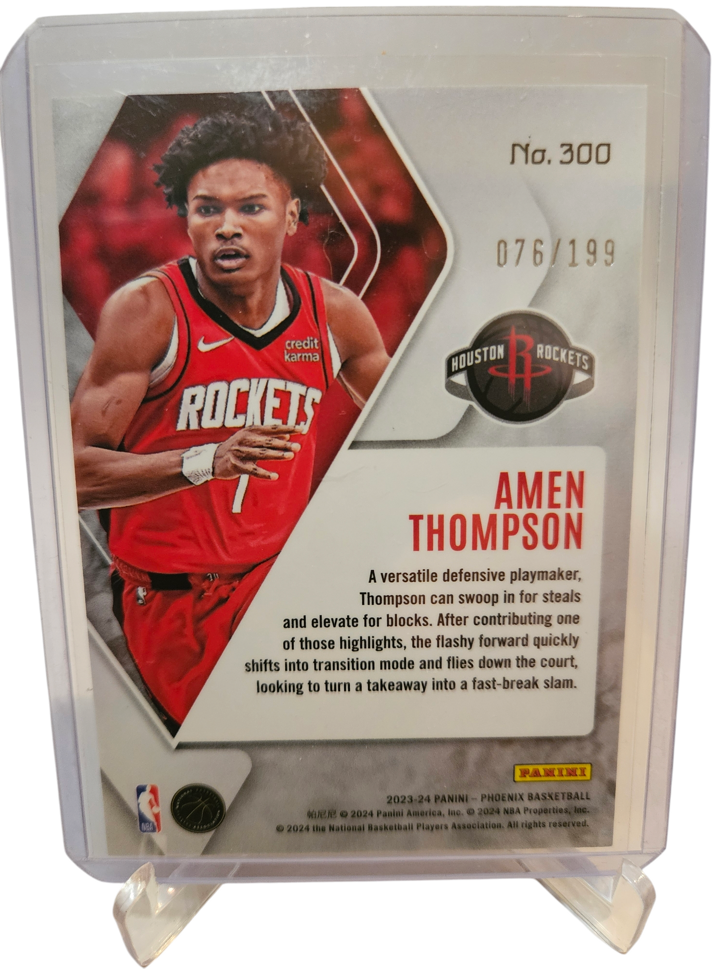 2023-24 Panini Phoenix #300 Amen Thompson Rookie Card Silver 076/199