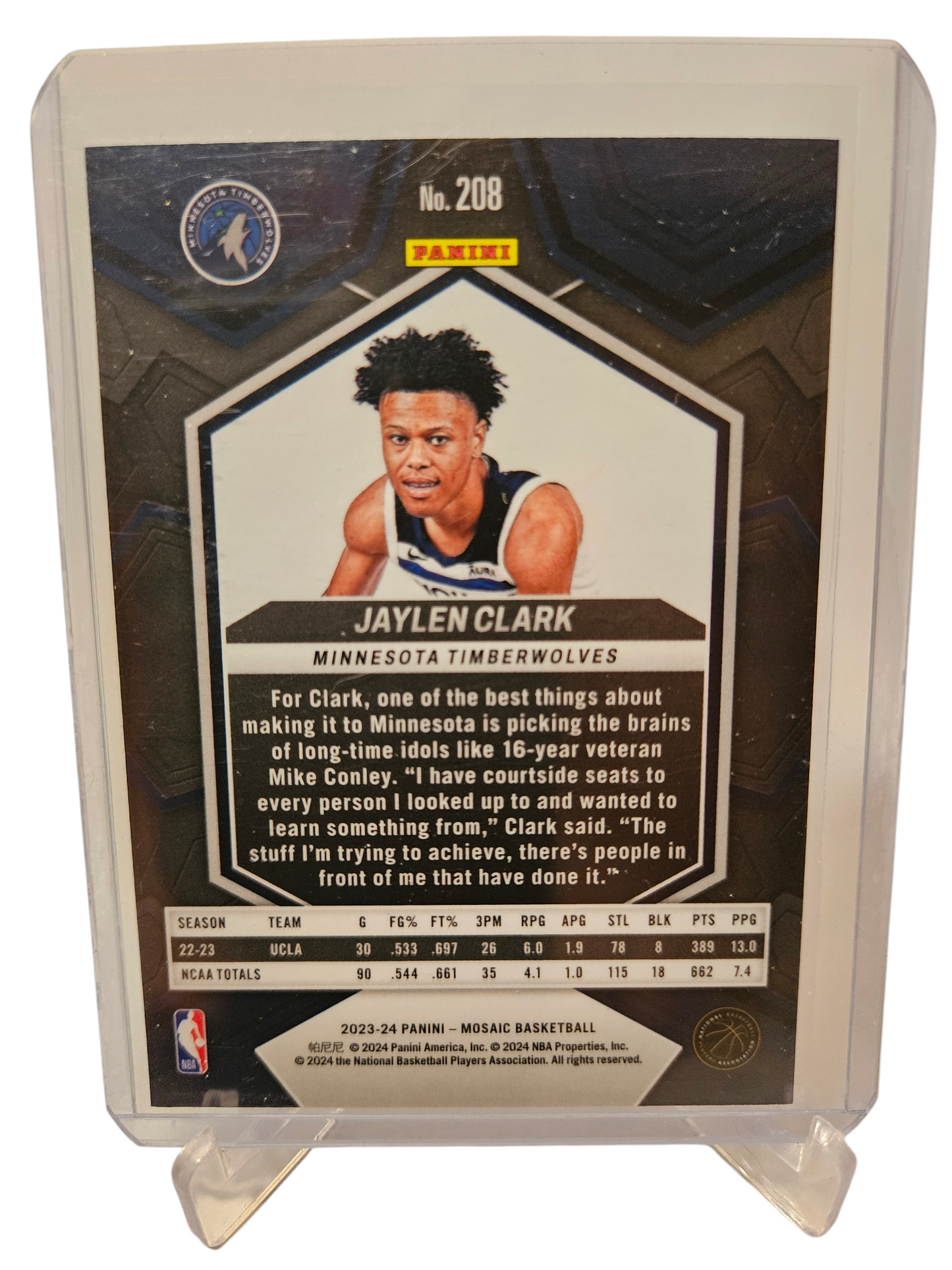 2023-24 Panini Mosaic #208 Jaylen Clark Rookie Card