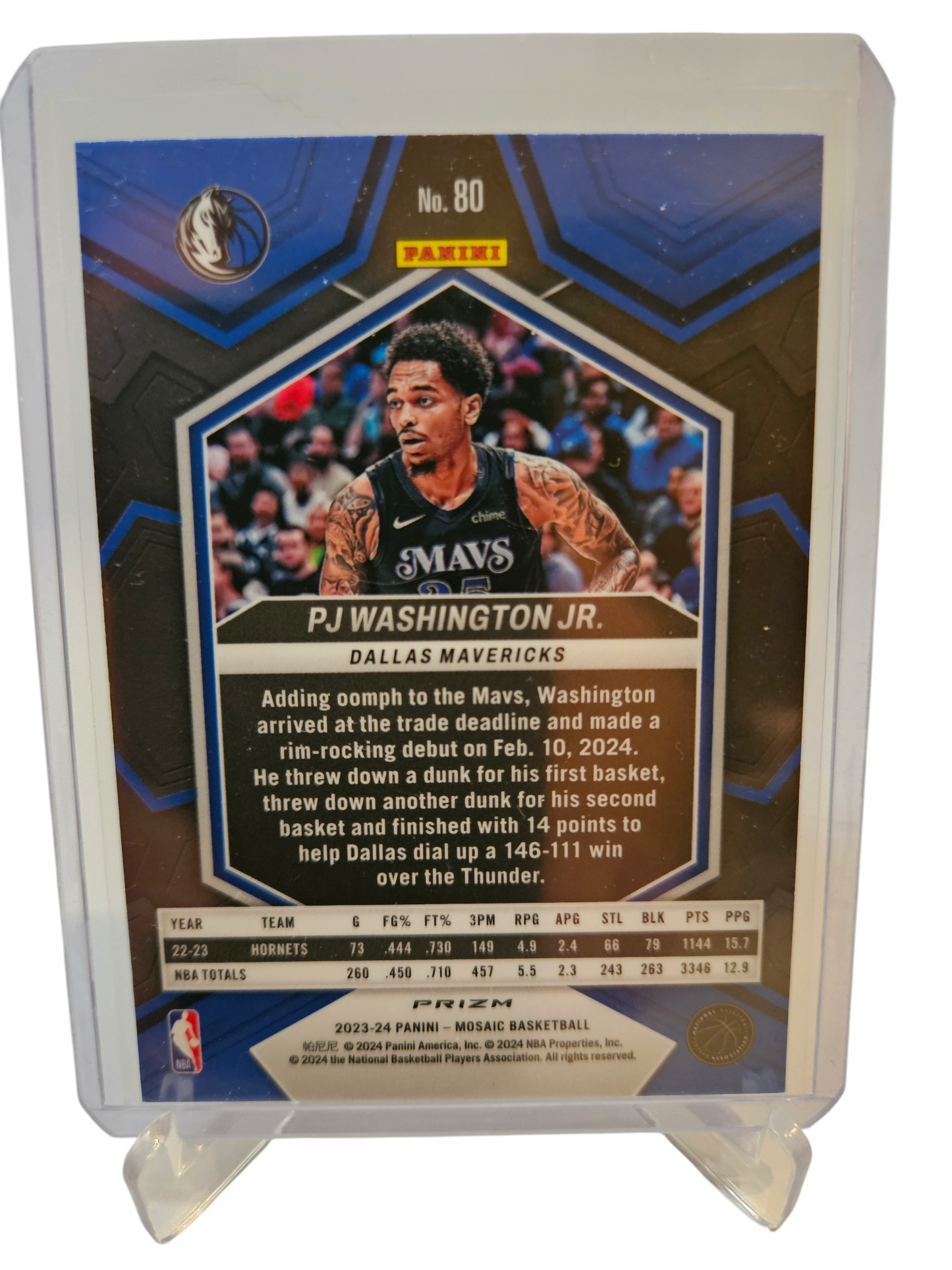 2023-24 Panini Mosaic #80 PJ Washington Junior Silver Scope Prizm