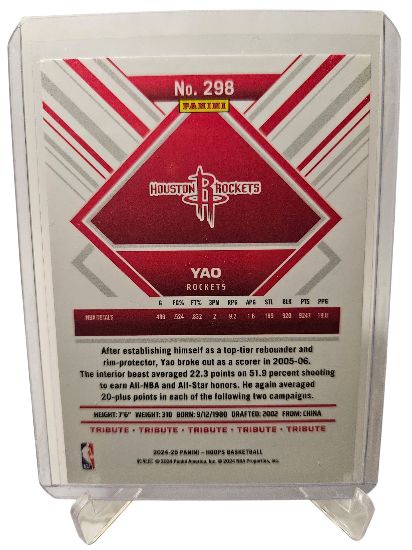 2024-25 Panini Hoops #298 Yao Ming Tribute Premium