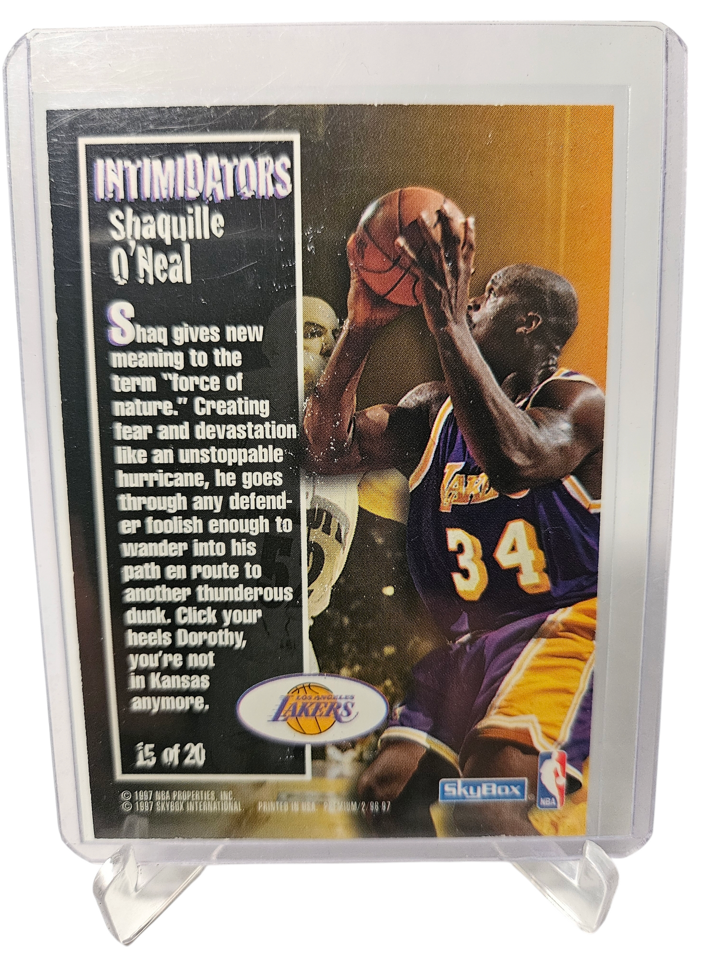 1997 Skybox Premium #15 of 20 Shaquille O'Neal Intimidators