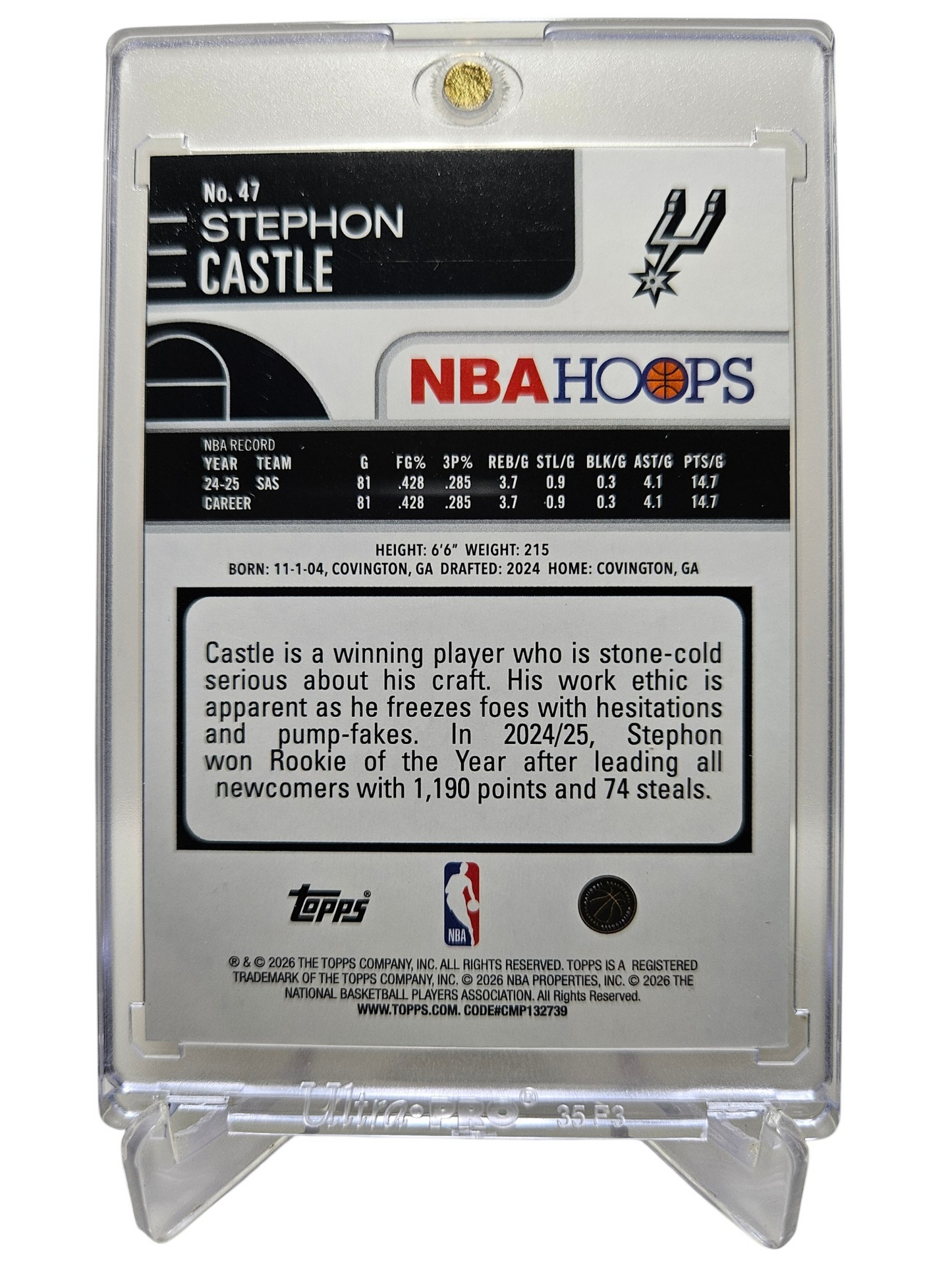 2025-26 Topps Hoops #47 Stephon Castle Blue Pixel Burst  076/149