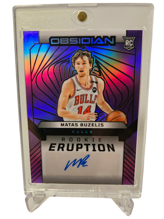 2024-25 Panini Obsidian #REA-BUZ Matas Buzelis Rookie Euruption Autograph Purple 32/49