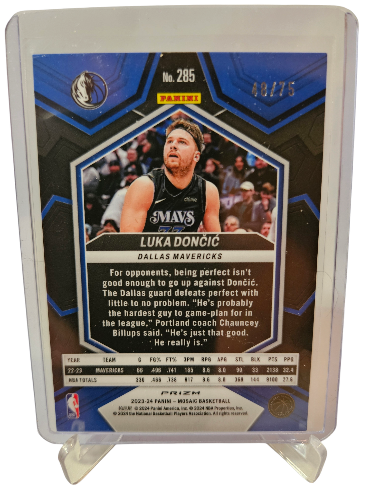 2023-24 Panini Mosaic International #285 Luka Doncic City Edition Red Scope Prizm 48/75