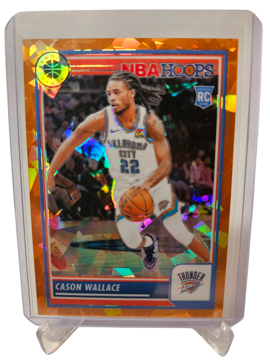 2023-24 Panini Hoops Premium Stock #76 Cason Wallace Rookie Card Orange Cracked Ice 100/125