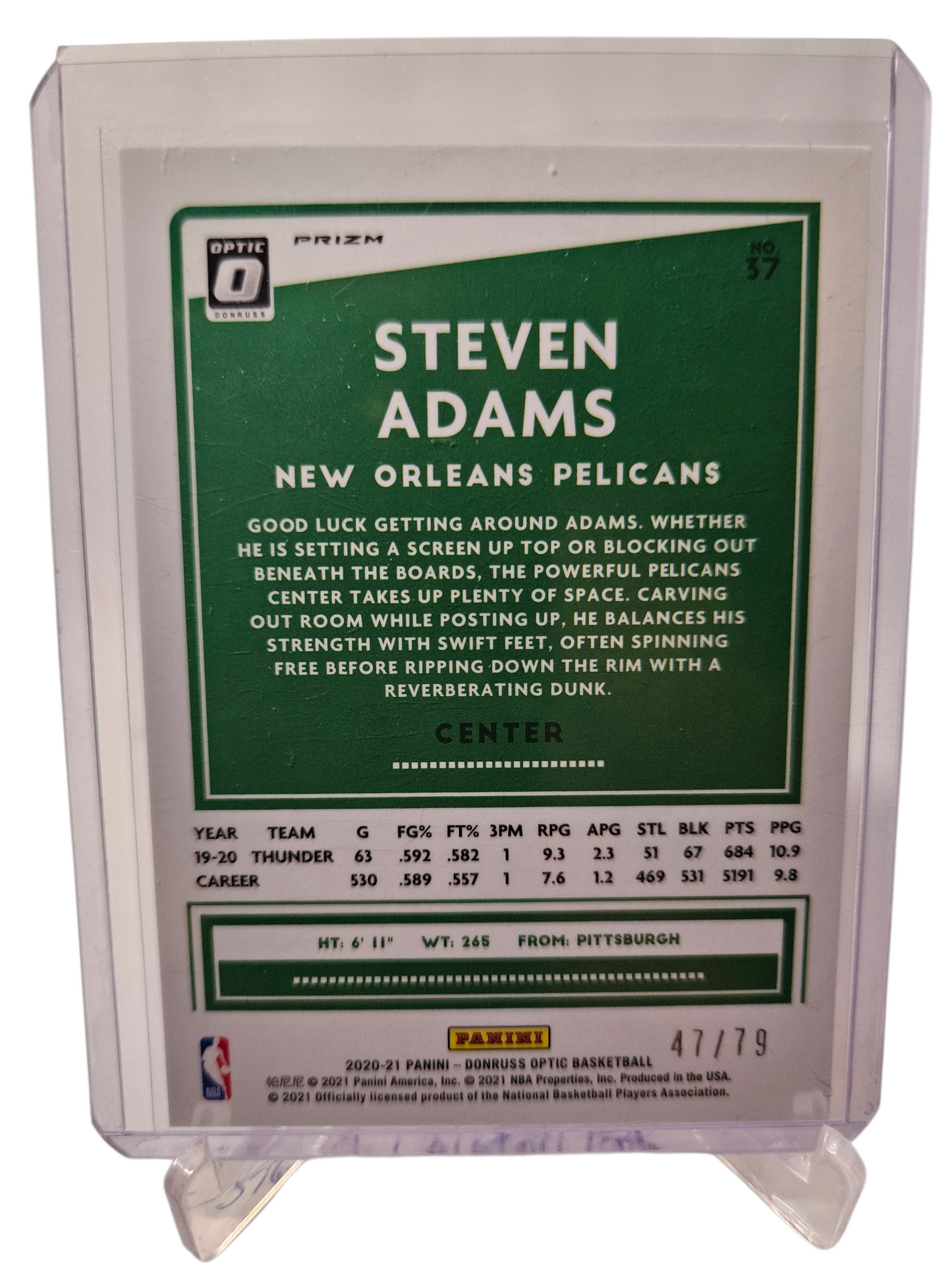 2020-21 Panini Donruss Optic #37 Steven Adams Pink Velicity Prizm 47/79