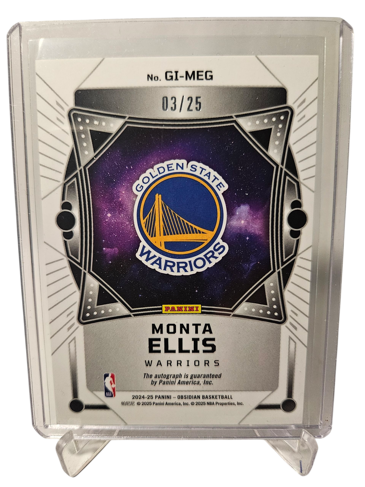 2024-25 Panini Obsidian #GI-MEG Monta Ellis Galaxy Ink Autograph Green 03/25