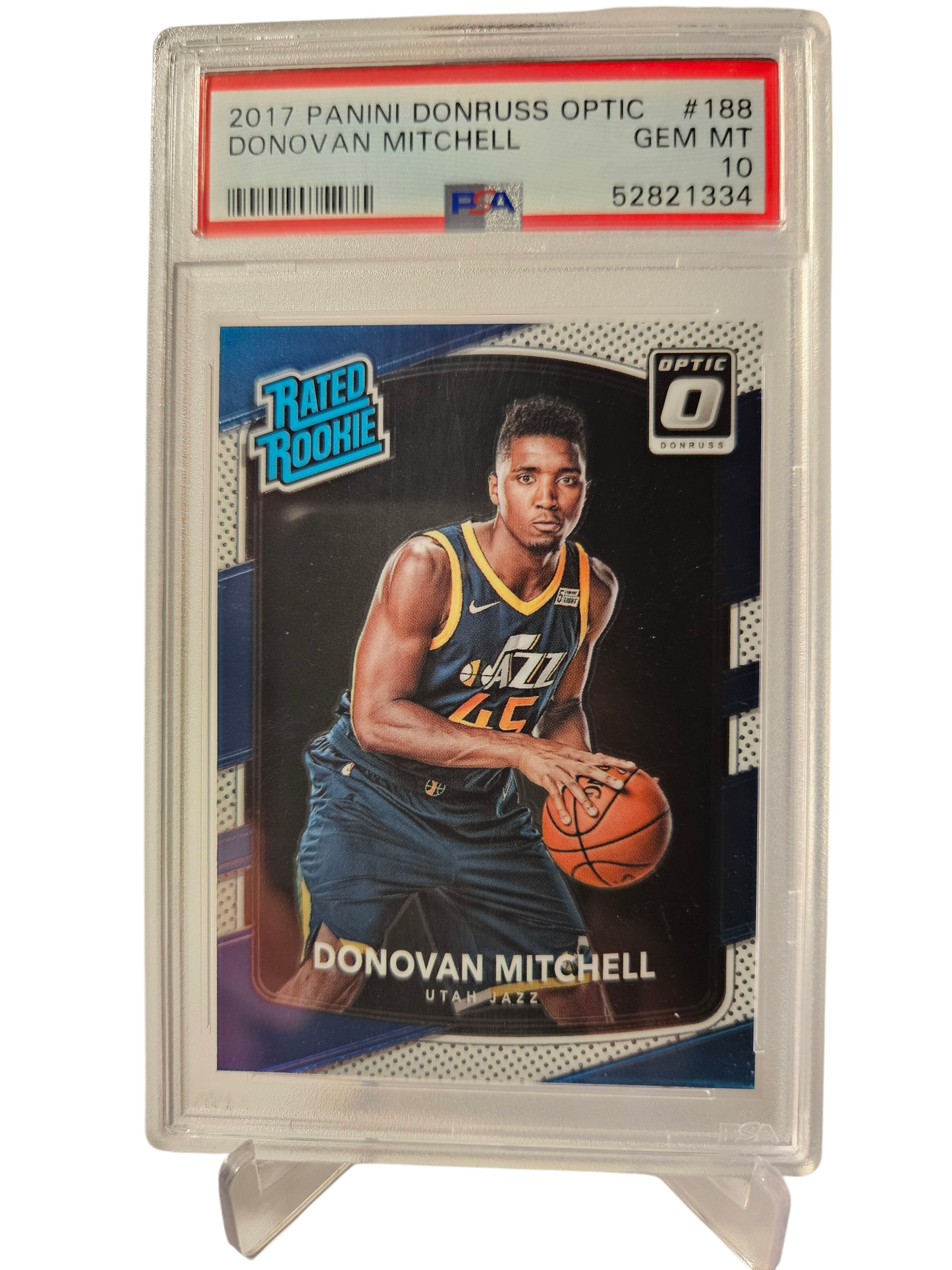 2017-18 Panini Donruss Optic #188 Donovan Mitchell Rookie Card Rated Rookie PSA 10