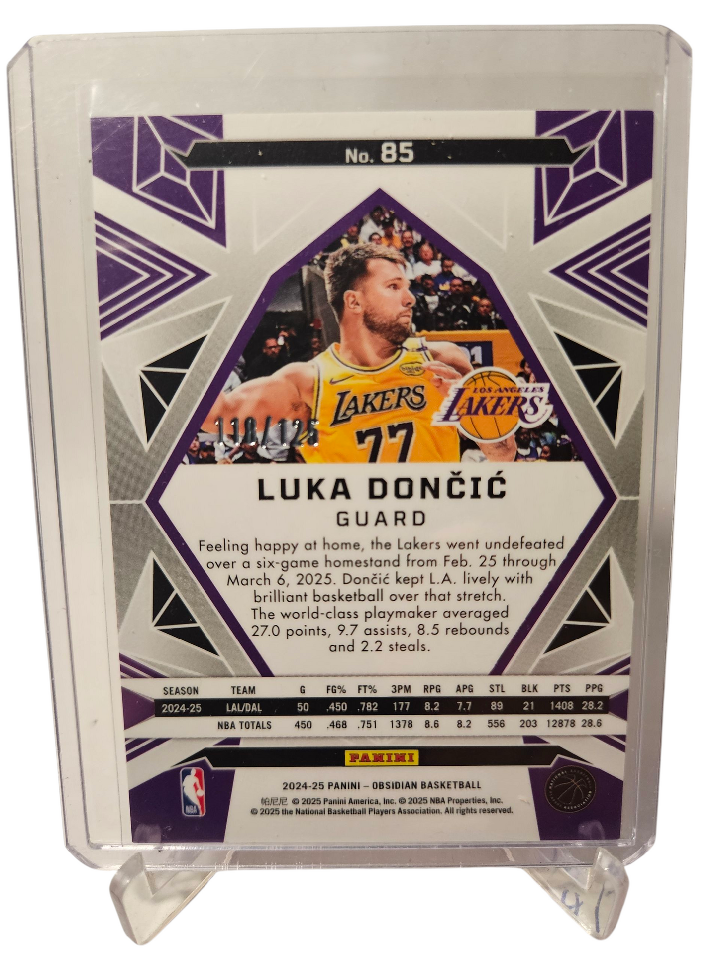 2024-25 Panini Obsidian #85 Luka Doncic Orange Flood 118/125