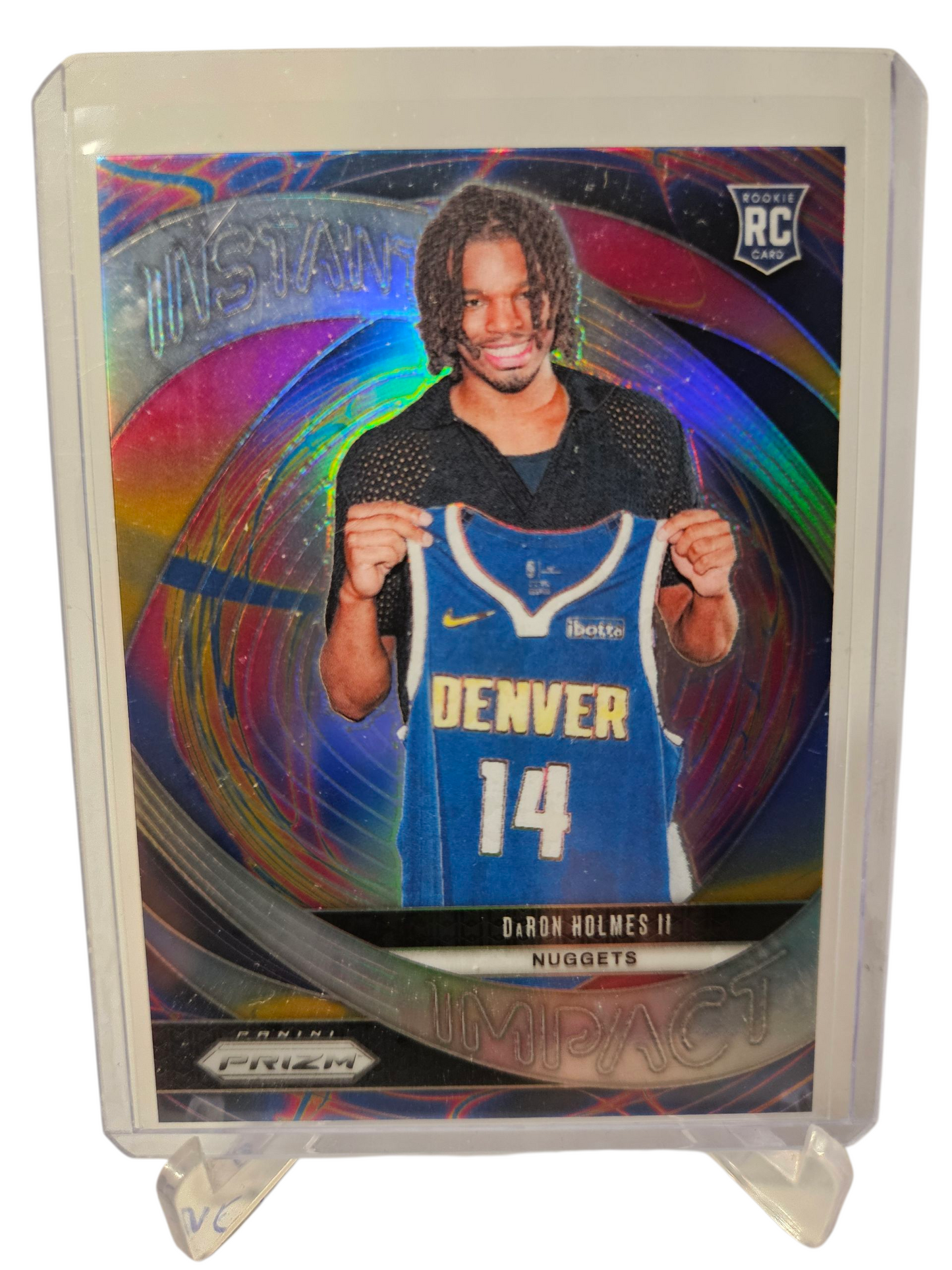 2024-25 Panini Prizim #12 DeRon Holmes II Rookie Card Instant Impact Silver Holo