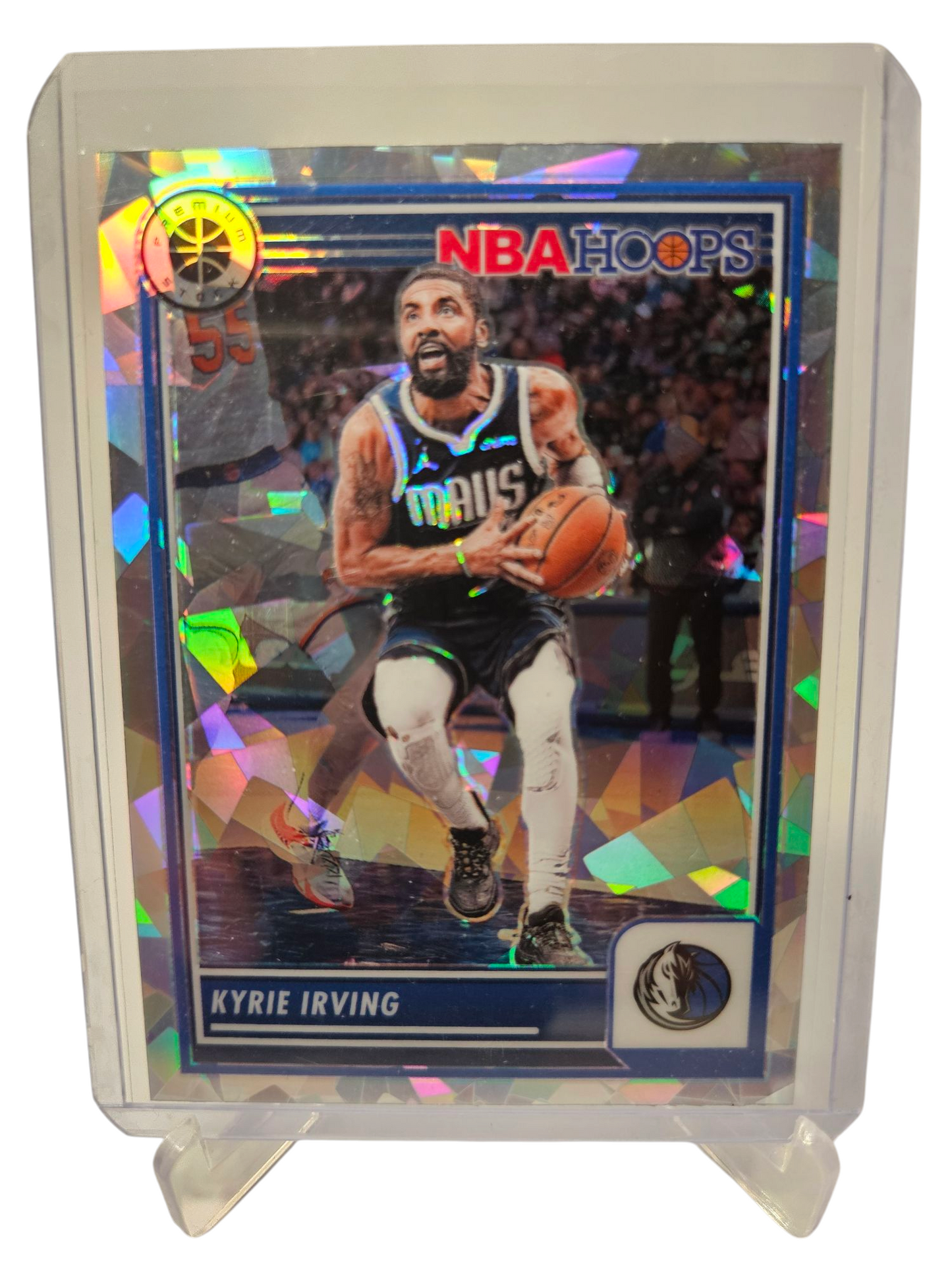 2023-24 Panini Hoops Premium Stock #256 Kyrie Irving Silver Cracked Ice Prizm