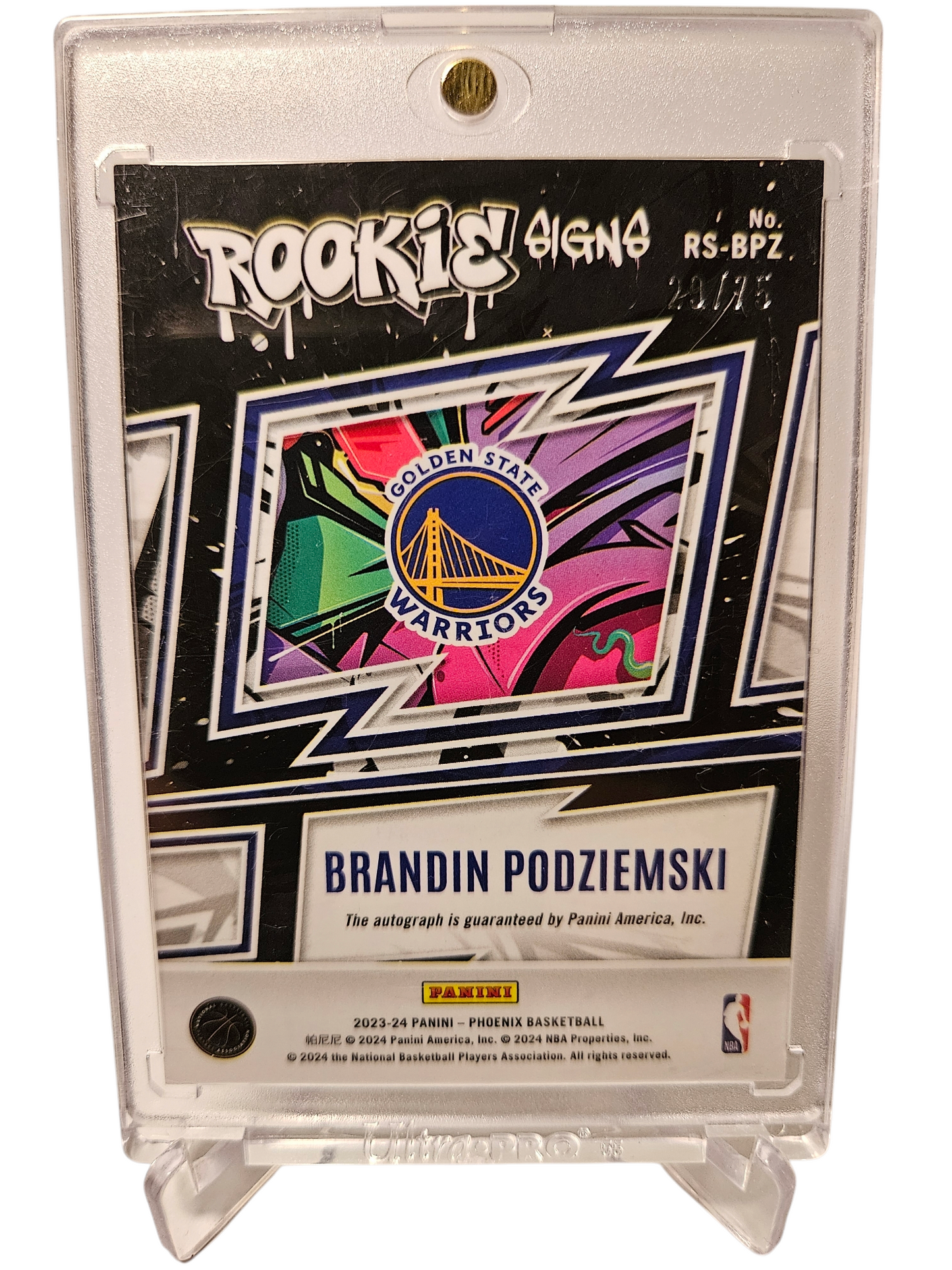 2023-24 Panini Phoenix #RS-BPZ Brandin Podziemski Rookie Signs Autograph Purple Holo 29/75