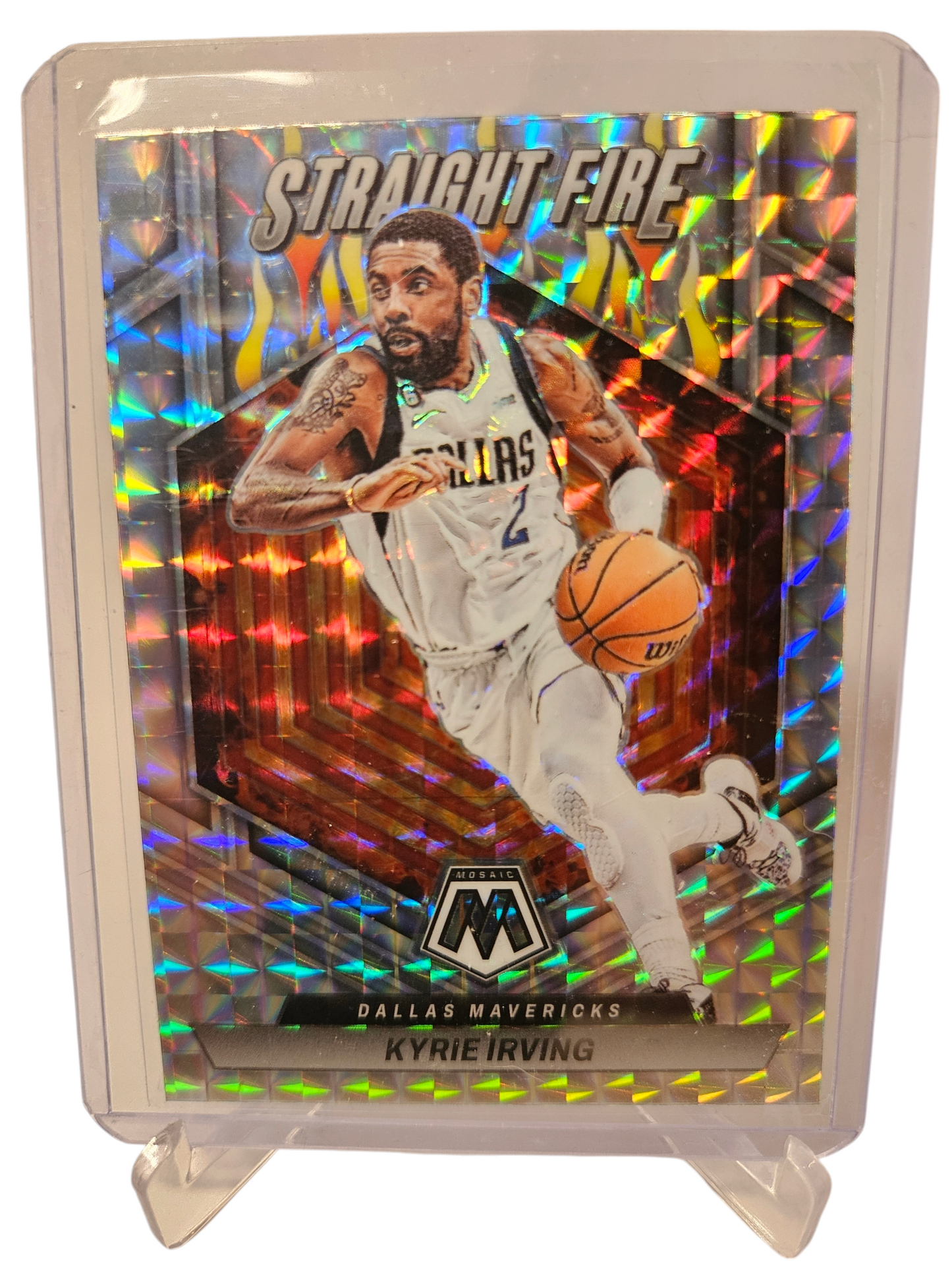 2022-23 Panini Mosaic #19 Kyrie Irving Straight Fire Mosaic Prizm SP