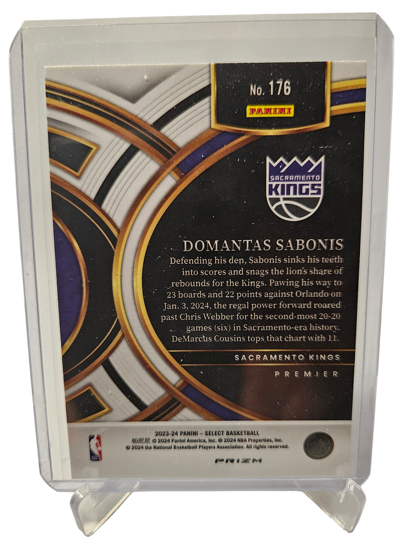 2023-24 Panini Select #176 Domantas Sabonis Premier Level Silver Prizm